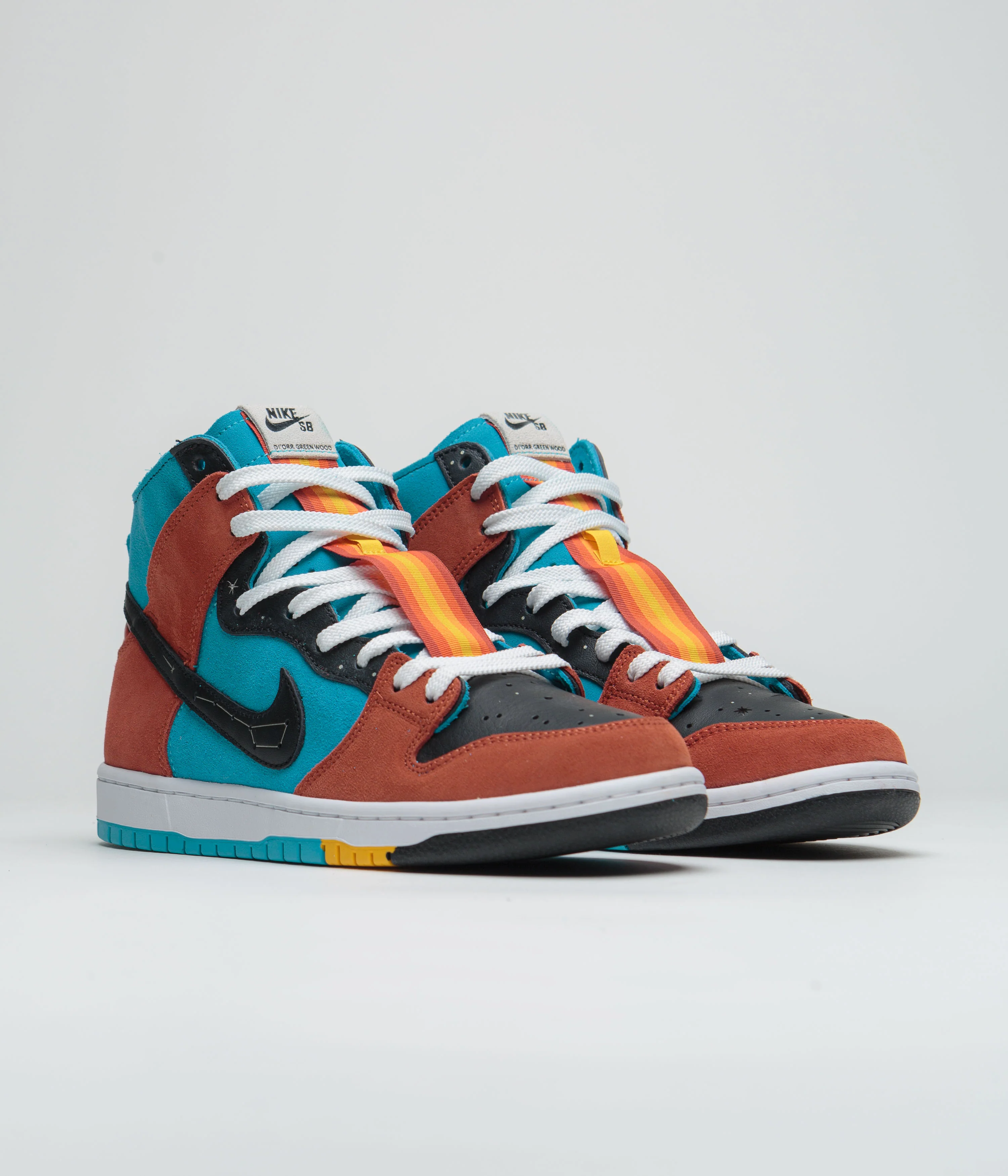 Nike SB x Di'Orr Greenwood Dunk High Decon Shoes - Turquoise Blue / Black - Rugged Orange - Image 2