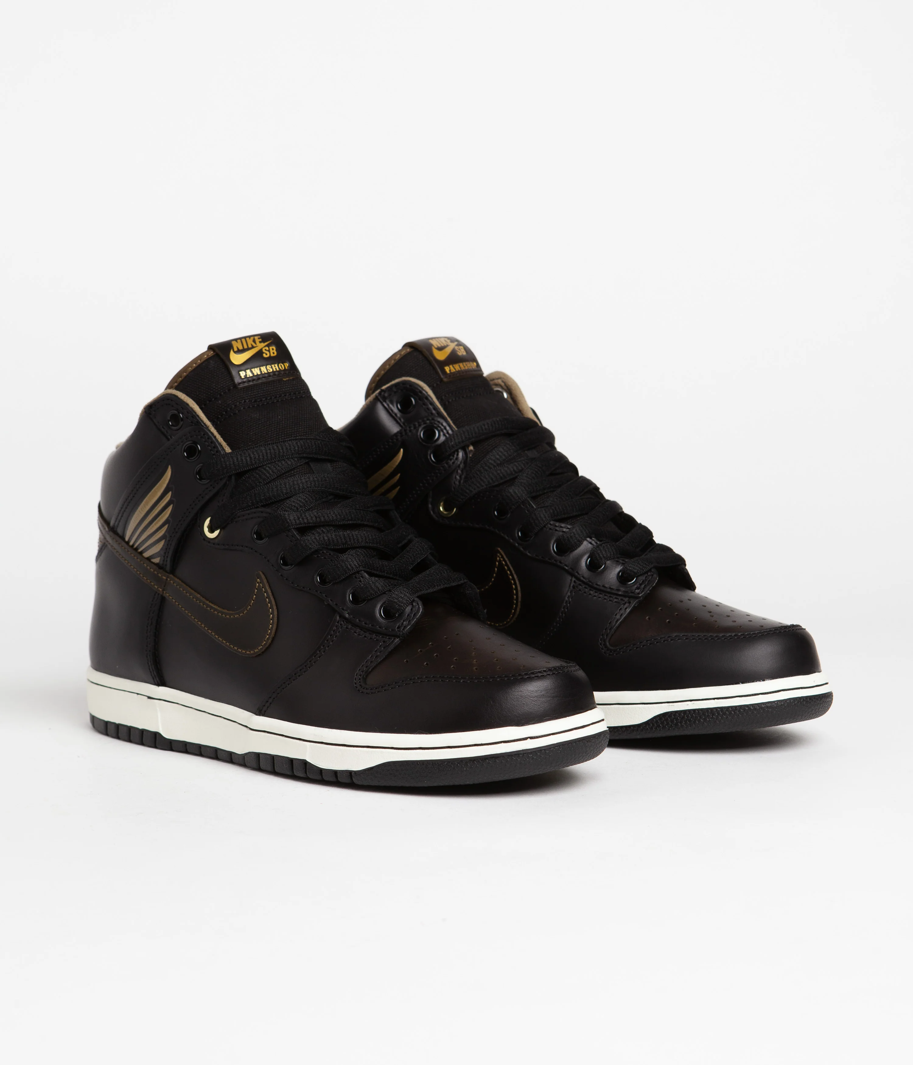 Nike SB x Pawnshop Dunk High OG Shoes - Black / Black - Metallic Gold - Image 2