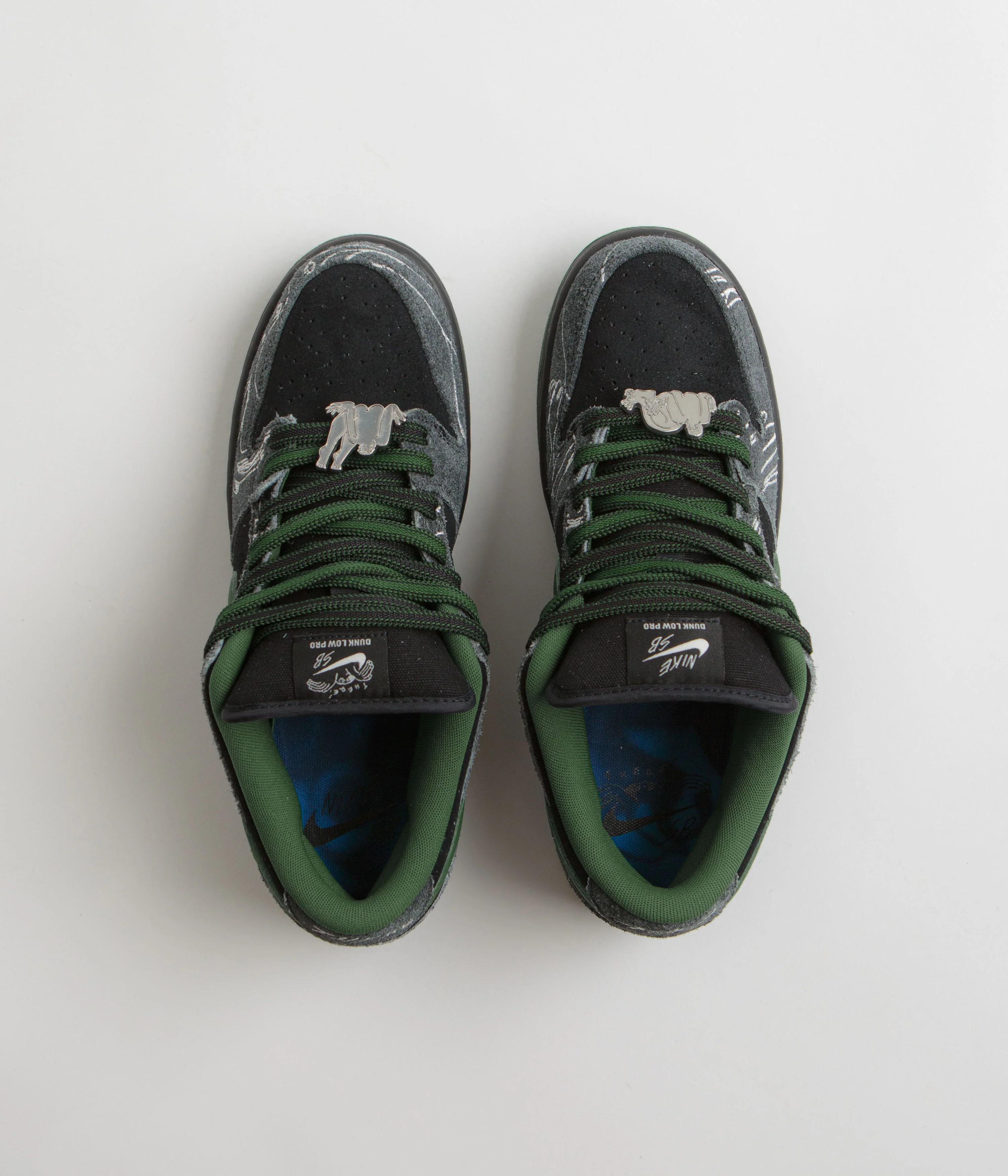 Nike SB x There Skateboards Dunk Low Shoes - Black / Gorge Green - Summit White - Image 8