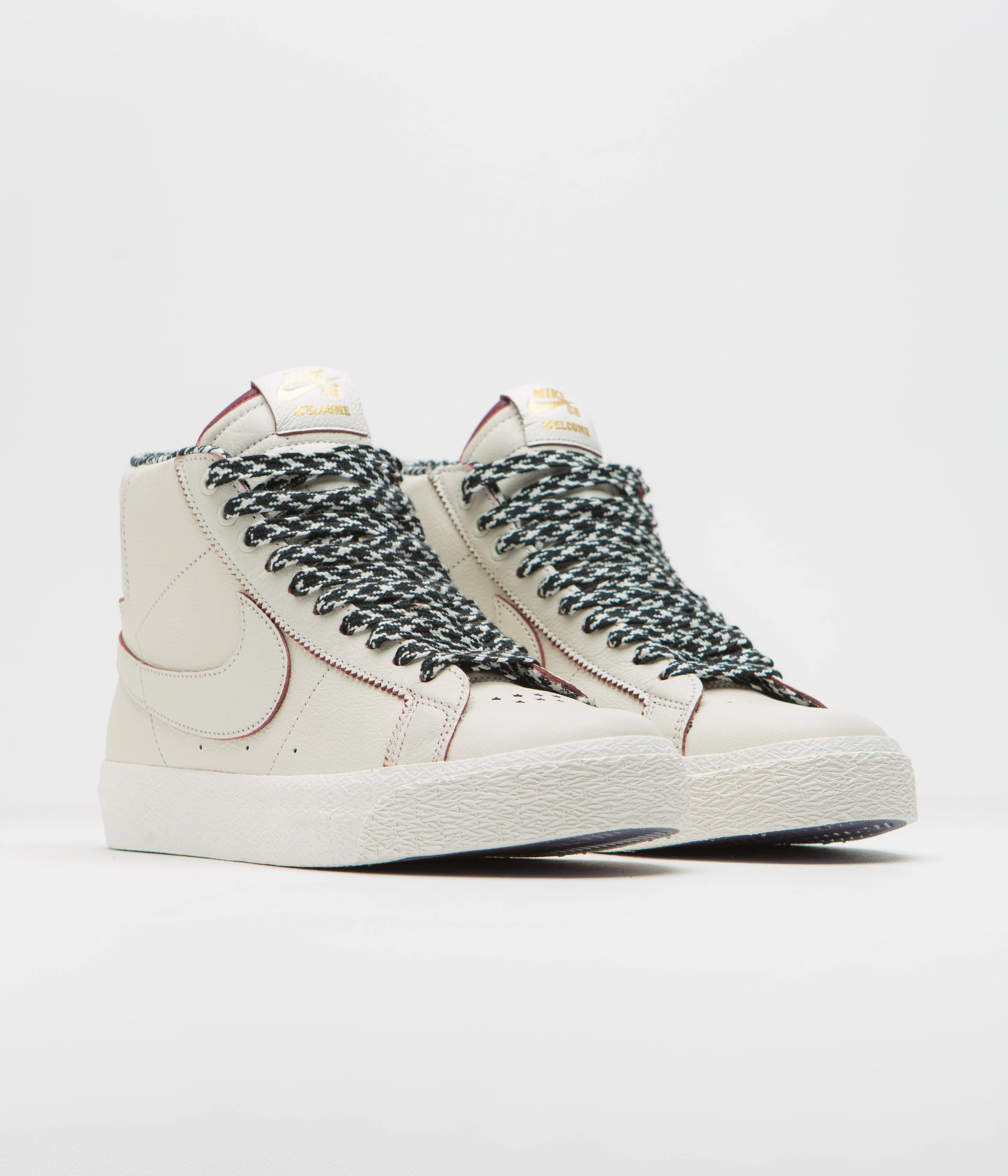 Nike SB x Welcome Skateboarding Blazer Mid Shoes - Sail / Dark Beetroot - White - Image 2
