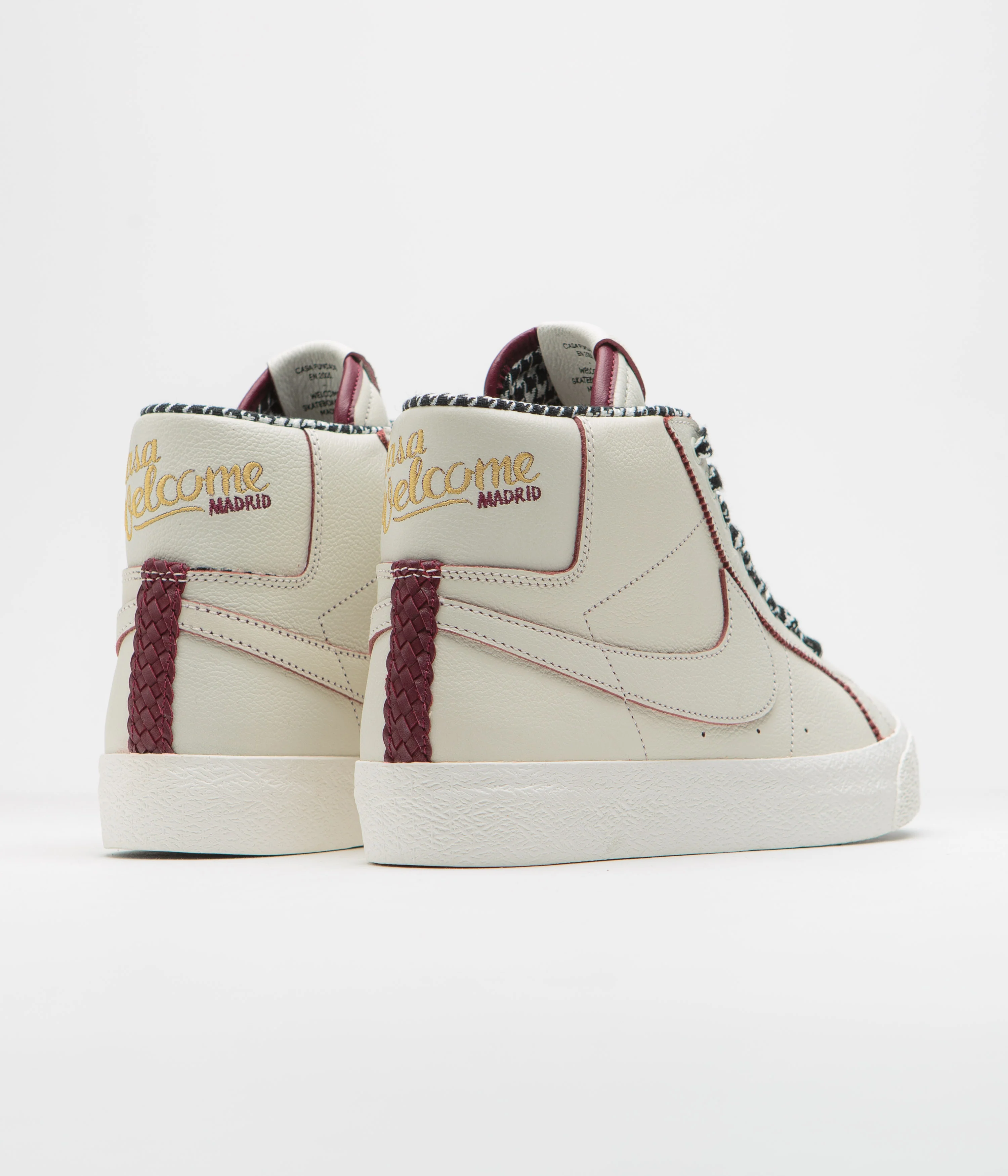 Nike SB x Welcome Skateboarding Blazer Mid Shoes - Sail / Dark Beetroot - White - Image 4