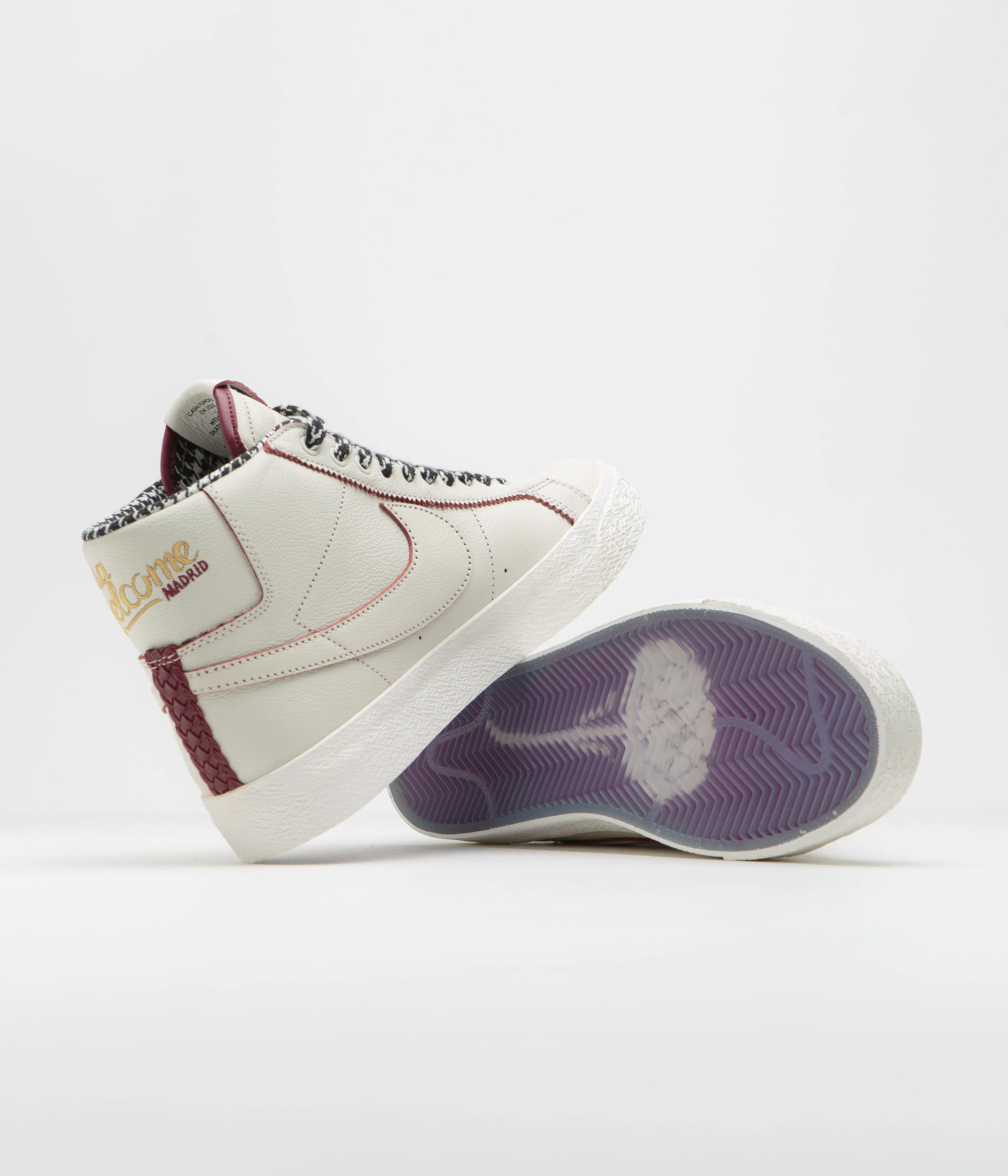 Nike SB x Welcome Skateboarding Blazer Mid Shoes - Sail / Dark Beetroot - White - Image 5