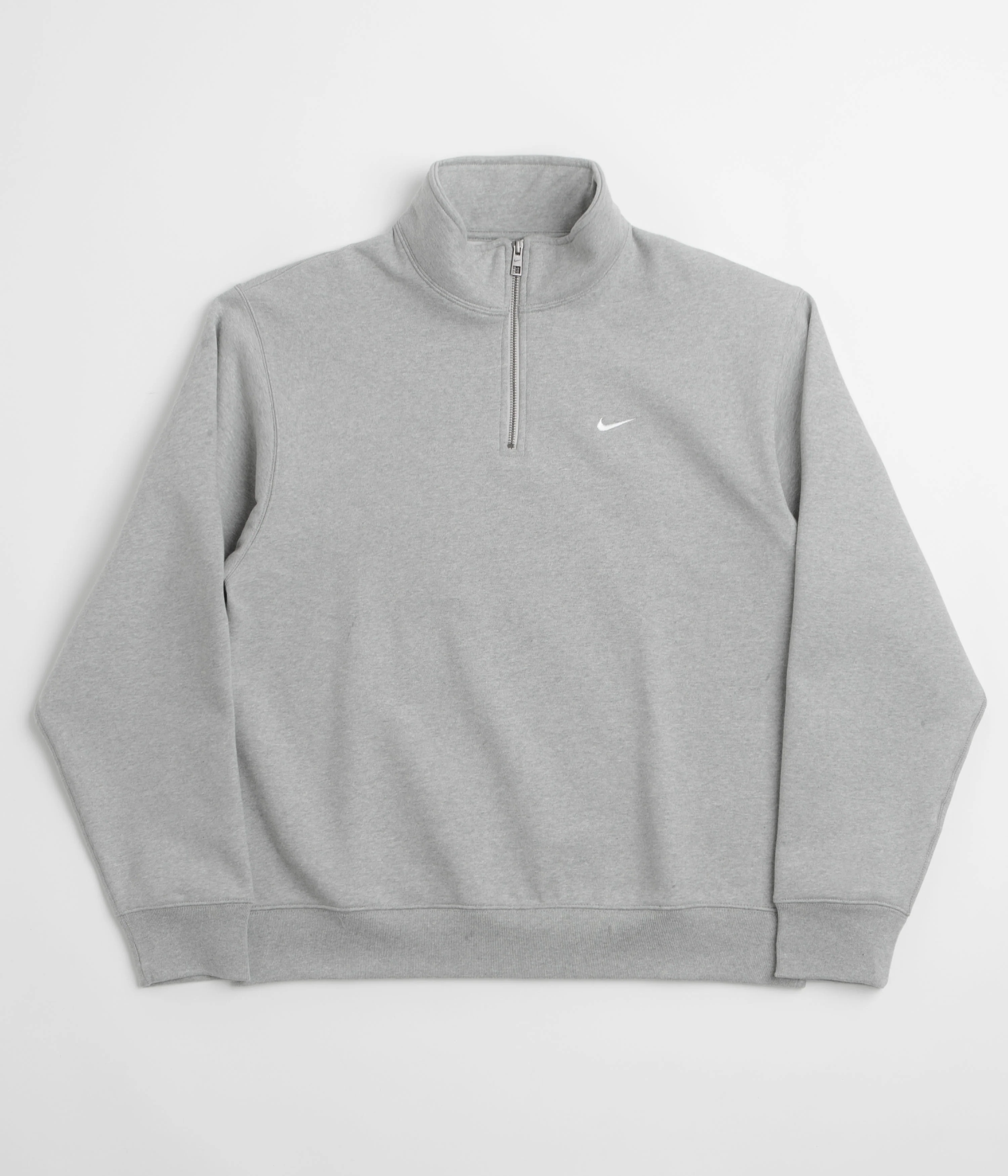 Nike Solo Swoosh 1/4 Zip Sweatshirt - Dark Grey Heather / White