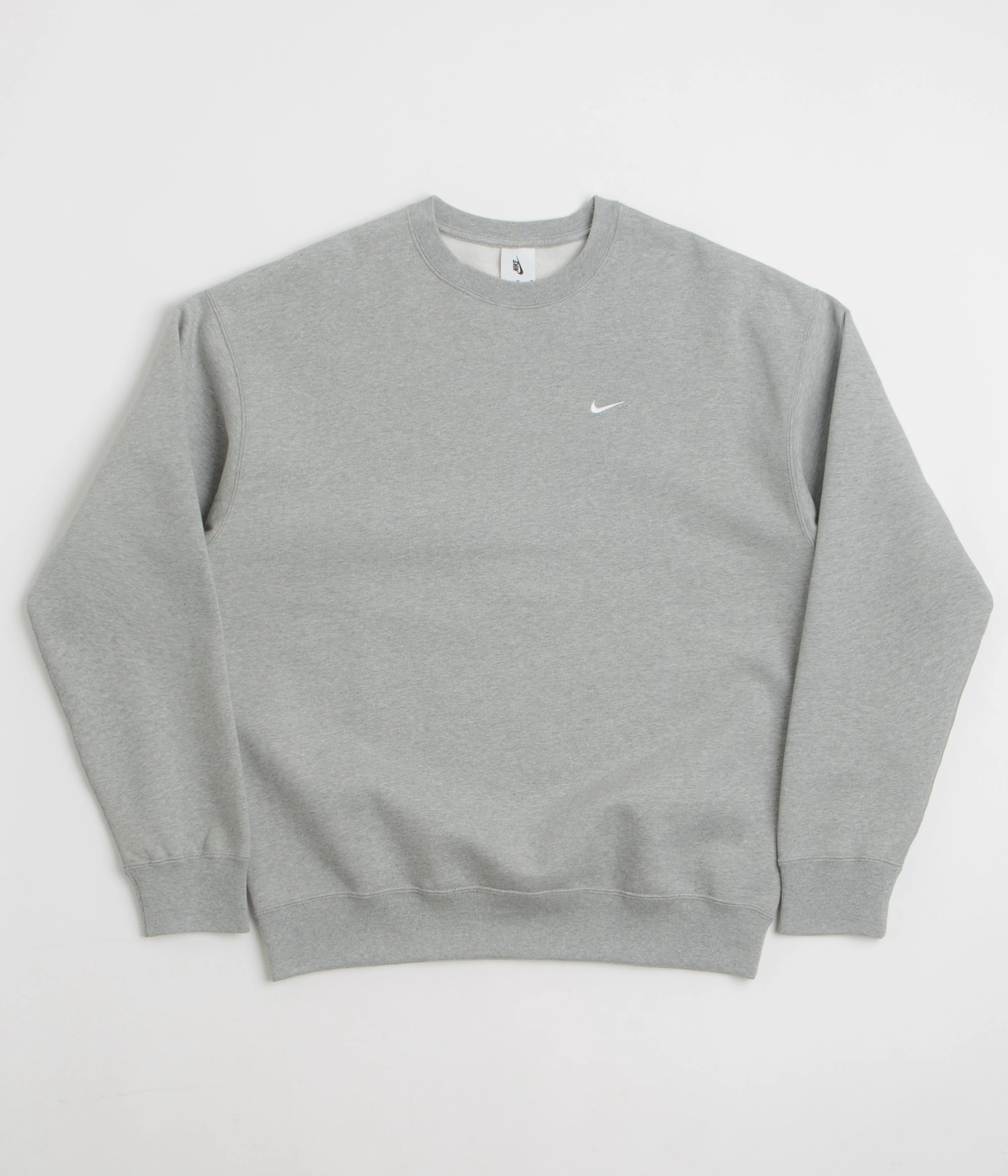 Nike Solo Swoosh Crewneck Sweatshirt - Dark Grey Heather / White
