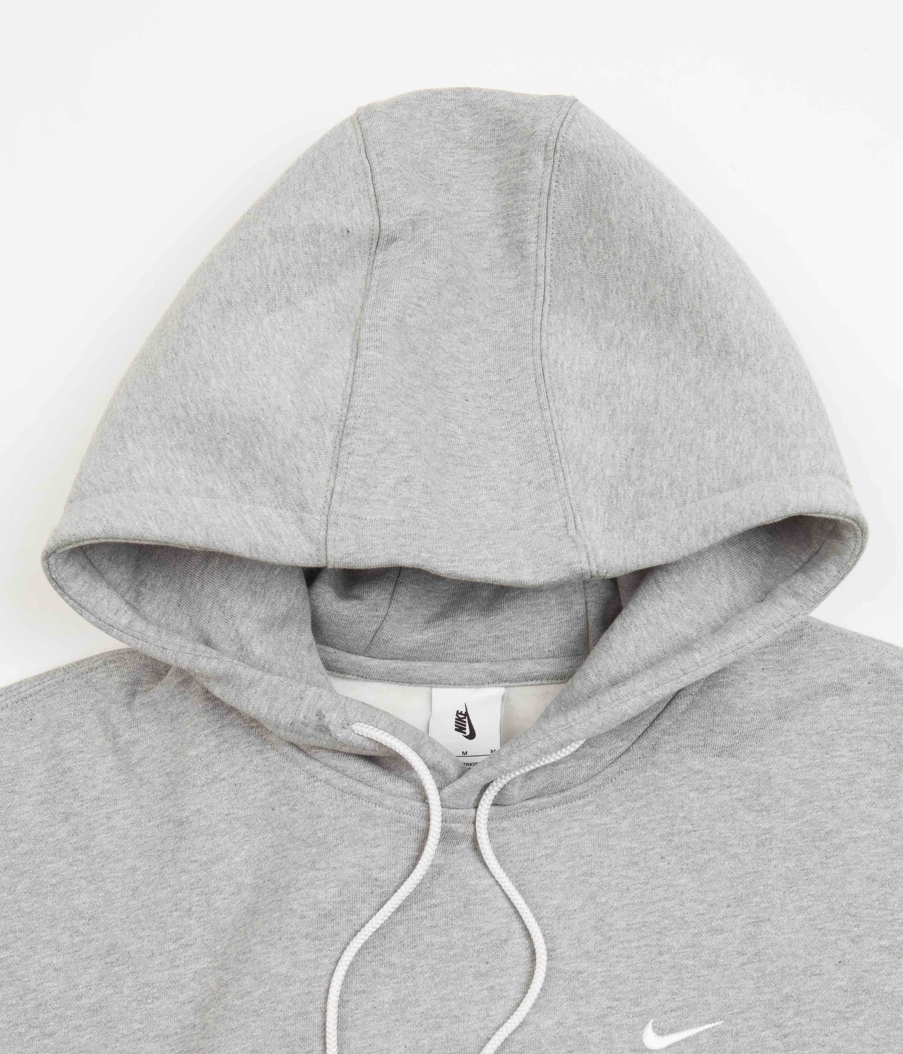 Nike Solo Swoosh Fleece Hoodie - Dark Grey Heather / White - Image 4