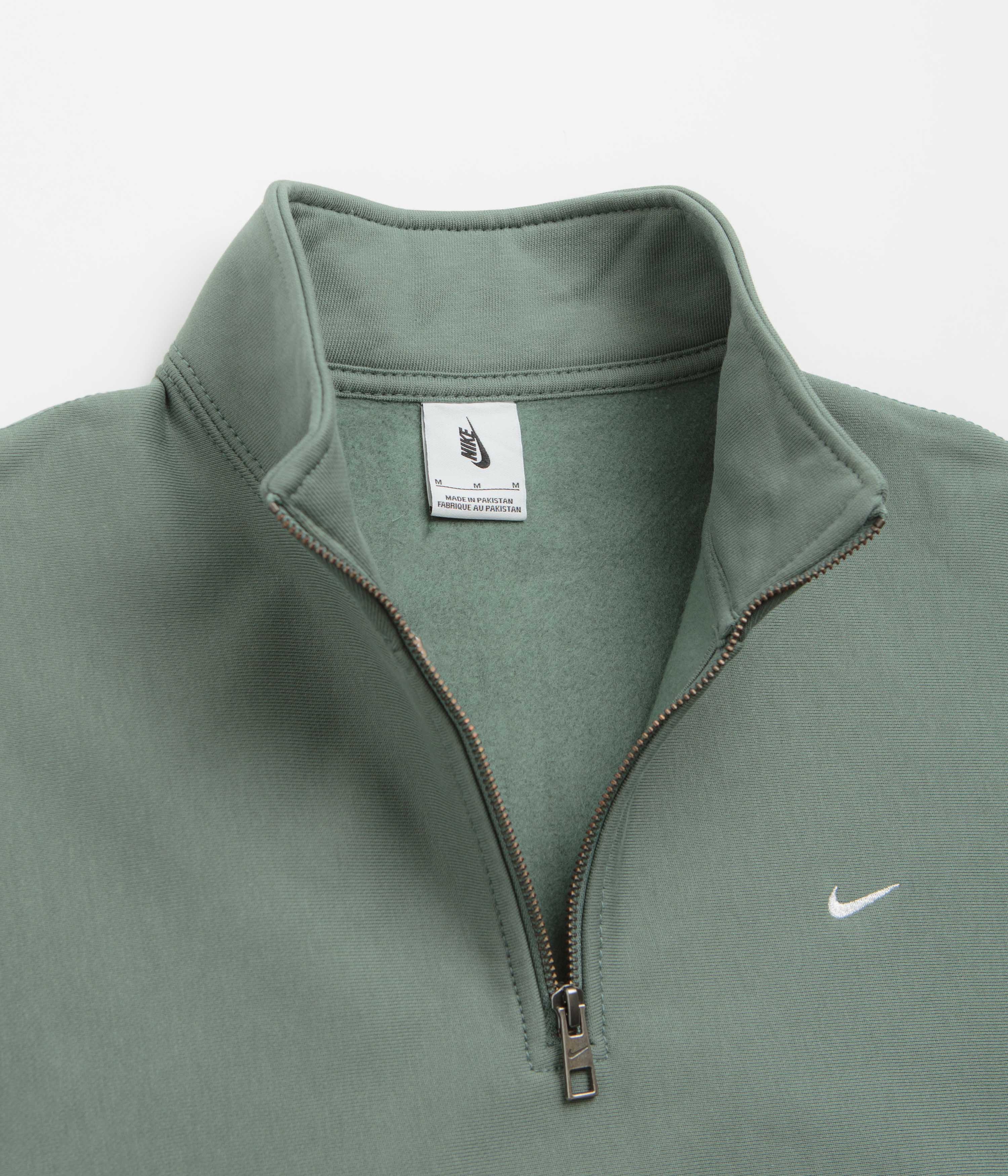 Nike Solo Swoosh Quarter Zip Sweatshirt - Clay Green / White - Image 5