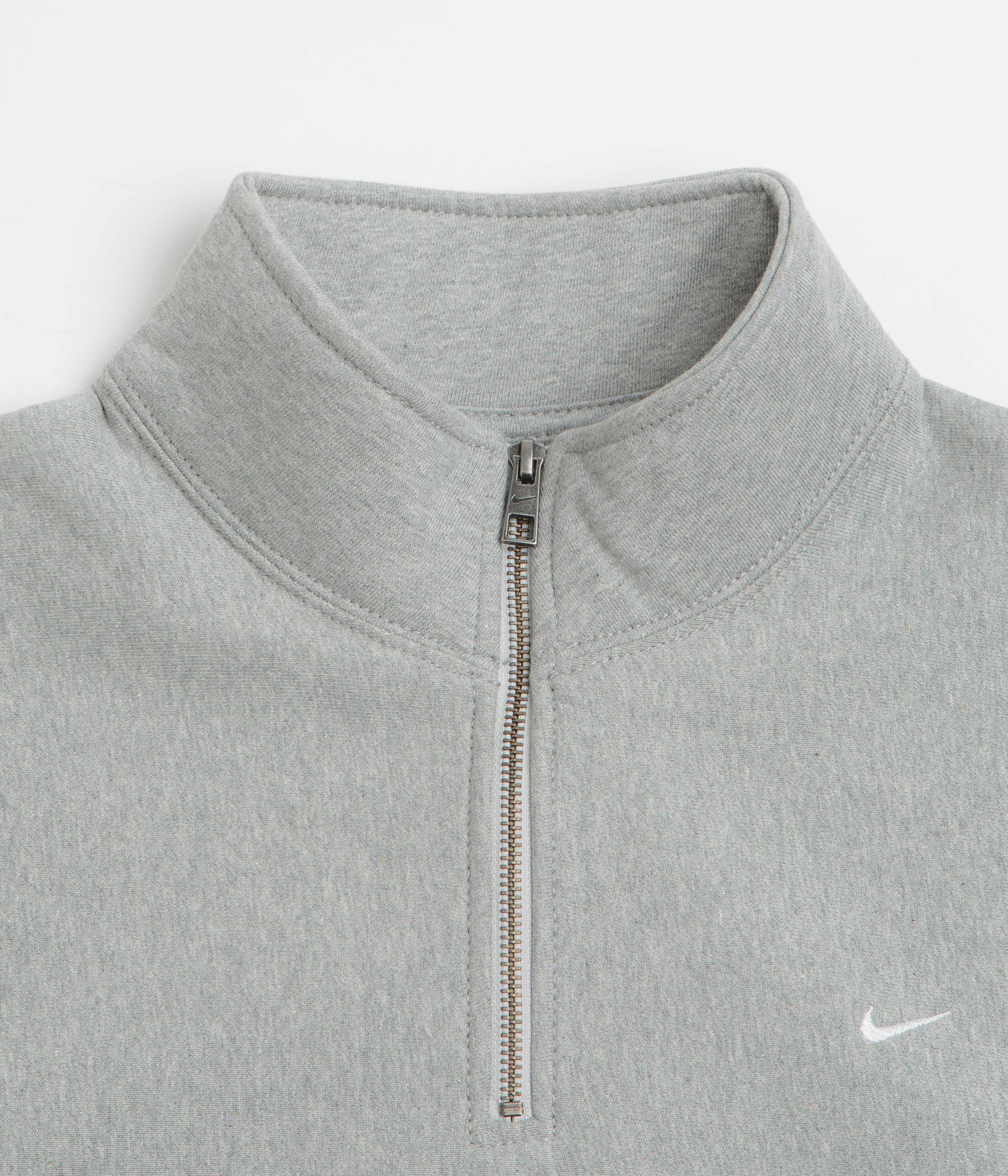 Nike Solo Swoosh Quarter Zip Sweatshirt - Dark Grey Heather / White - Image 2