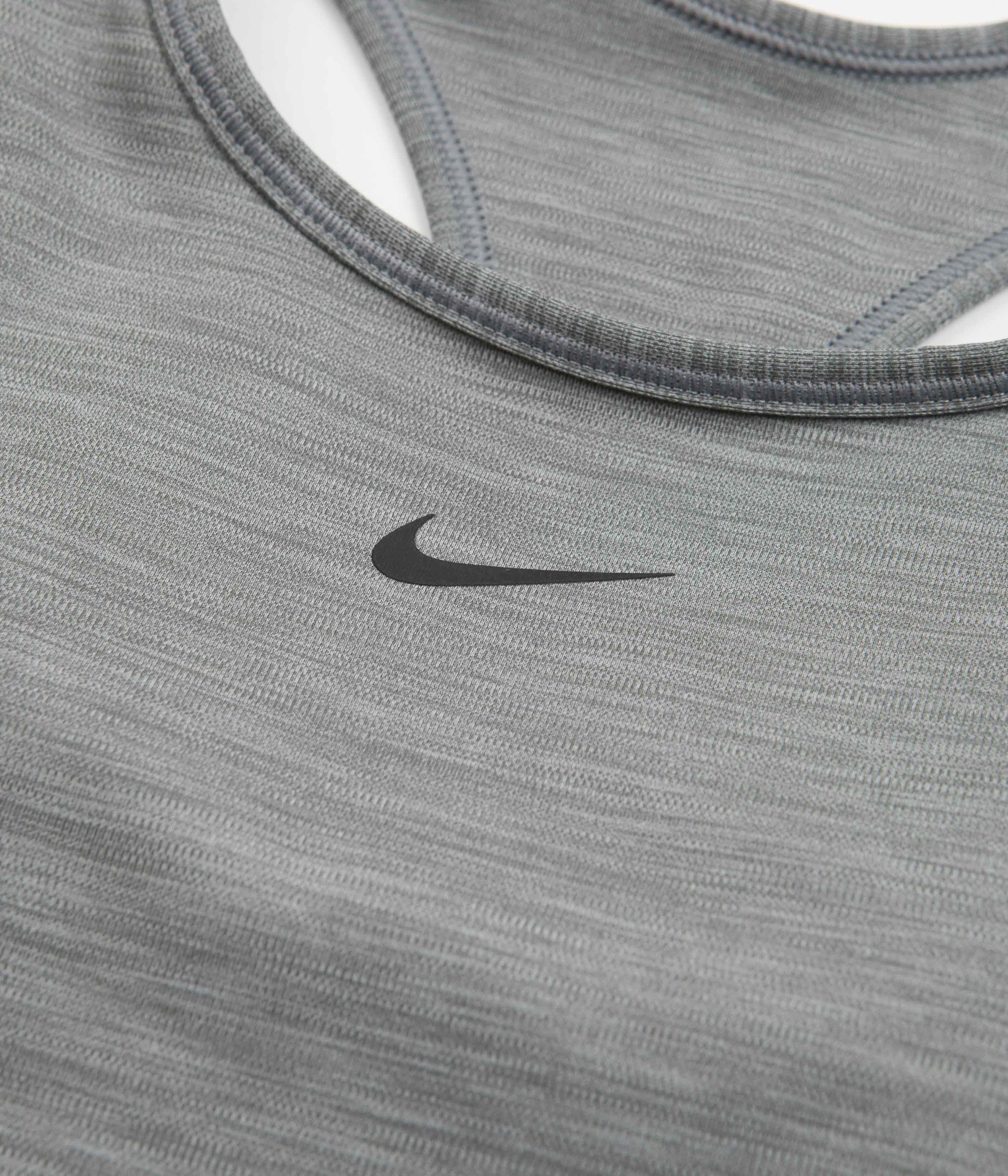 Nike Womens Dri-FIT Medium Support 1 Piece Pad Sports Bra - Smoke Grey / Heather / Black - Image 2