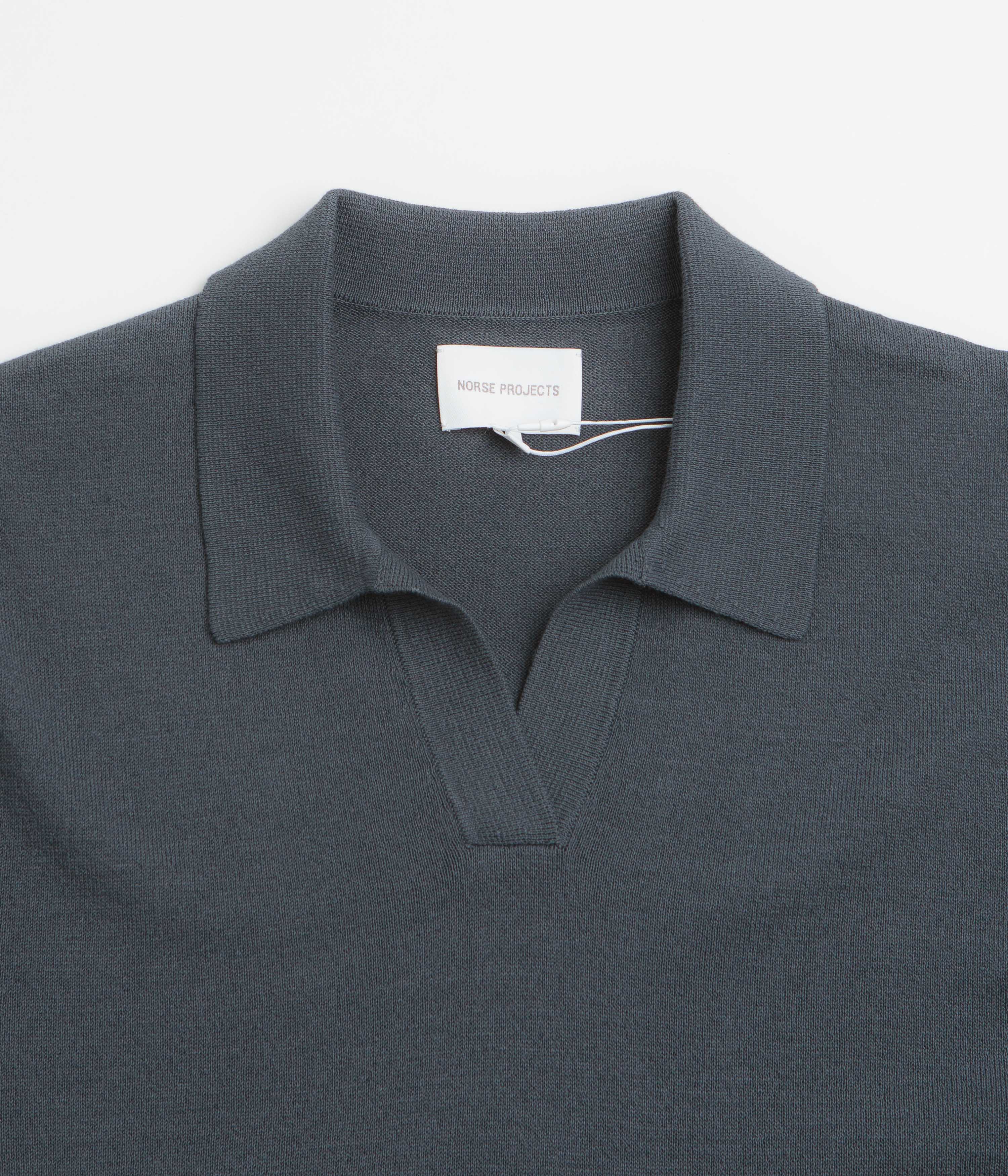 Norse Projects Anholt Cotton Paper Polo Shirt - Graphite - Image 2