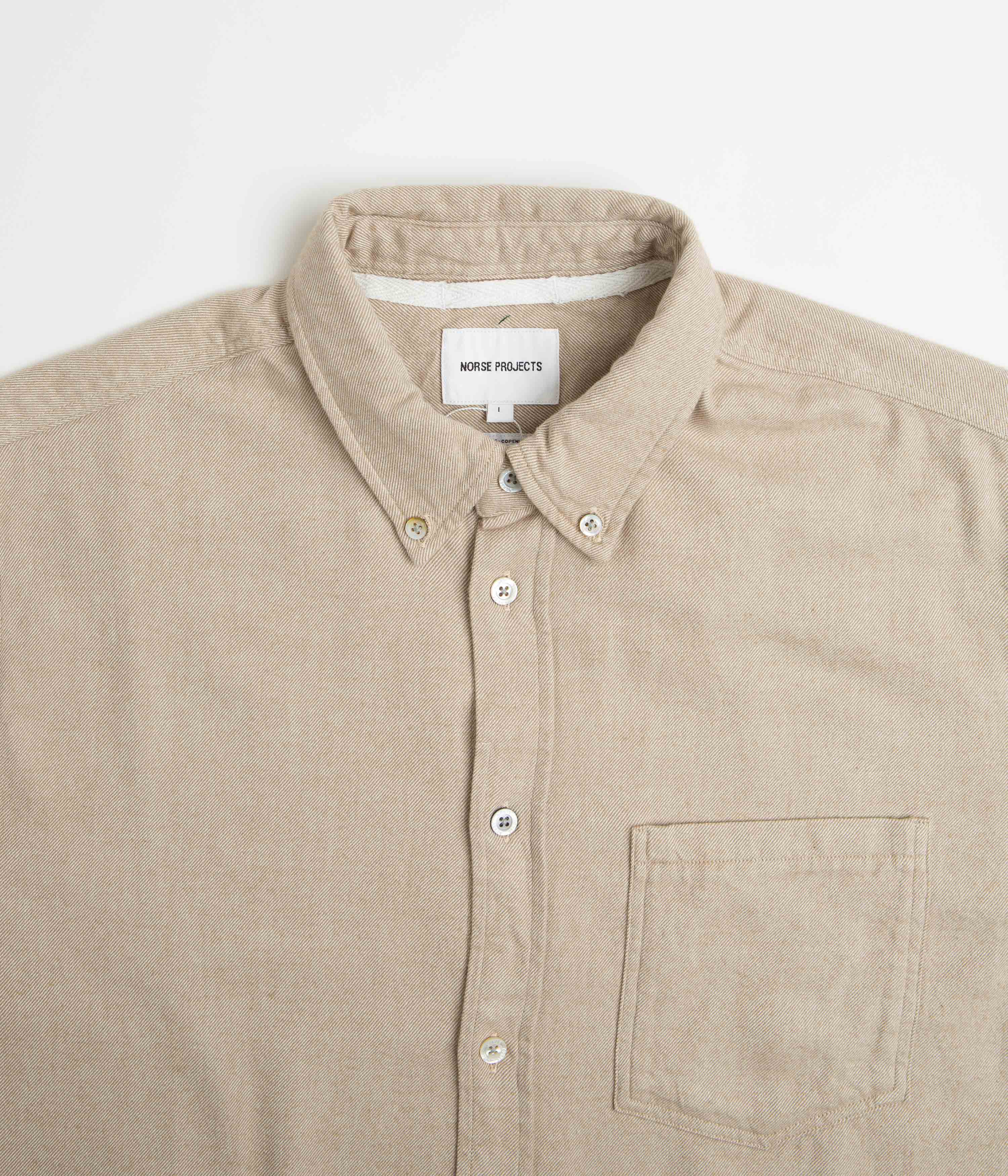 Norse Projects Anton Organic Flannel Shirt - Utility Khaki - Image 2
