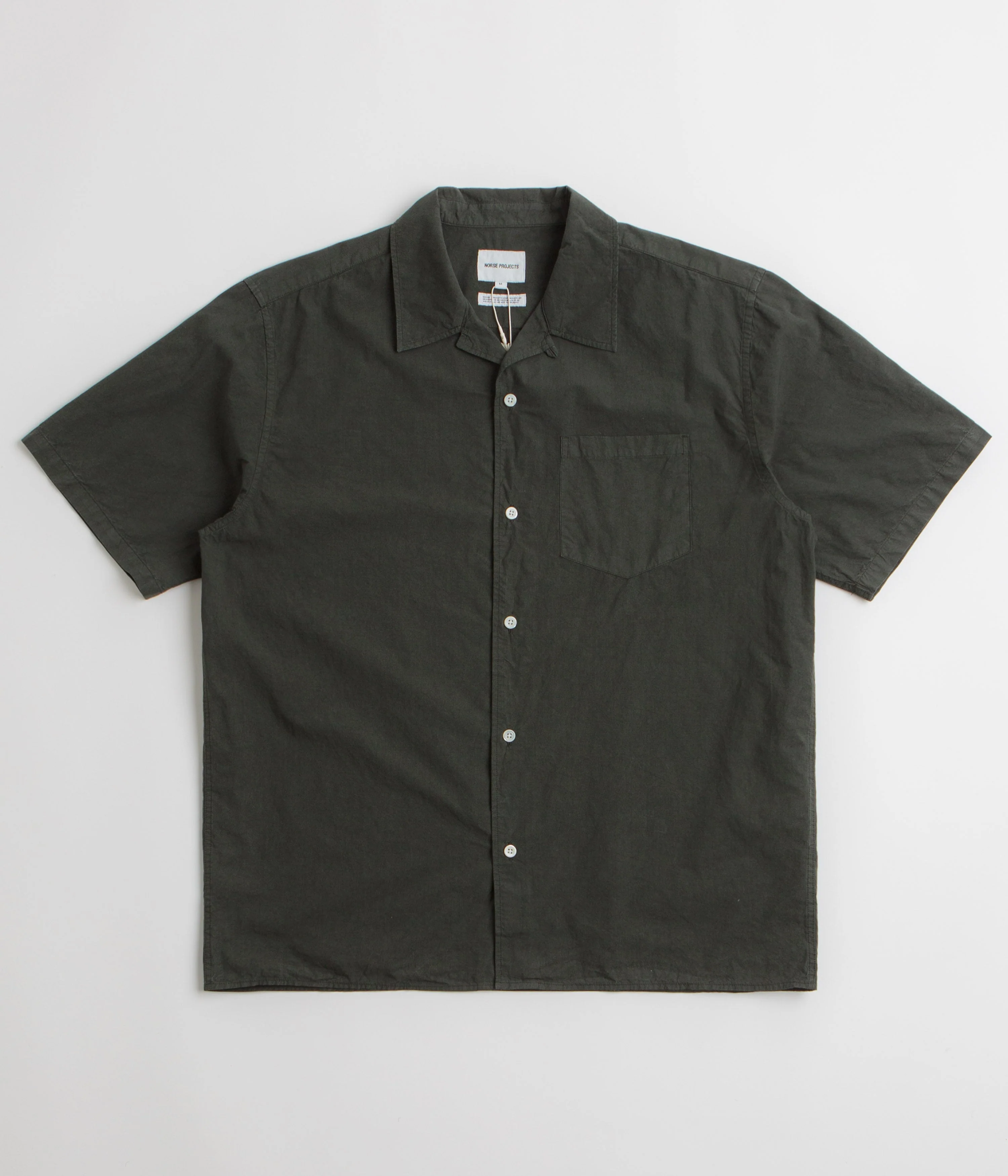 Norse Projects Carsten Cotton Tencel Short Sleeve Shirt - Black Olive