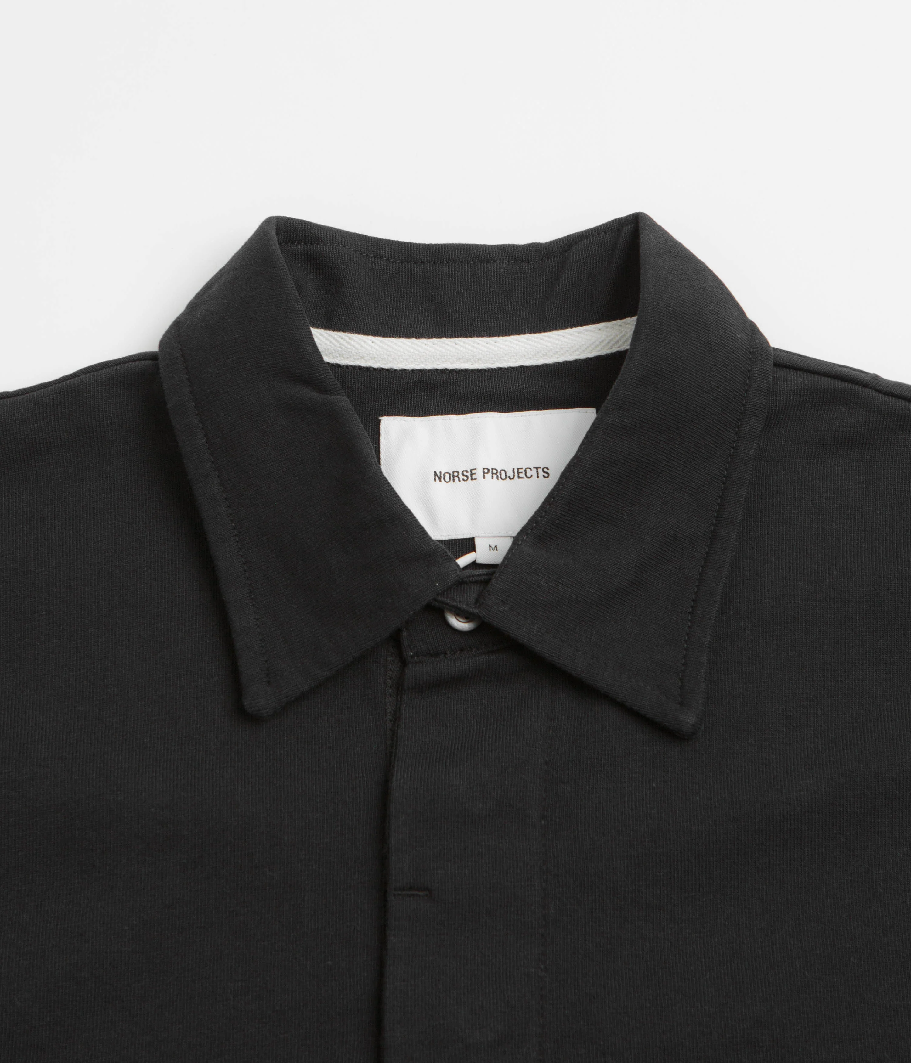 Norse Projects Isefjord Long Sleeve Polo Shirt - Black - Image 2