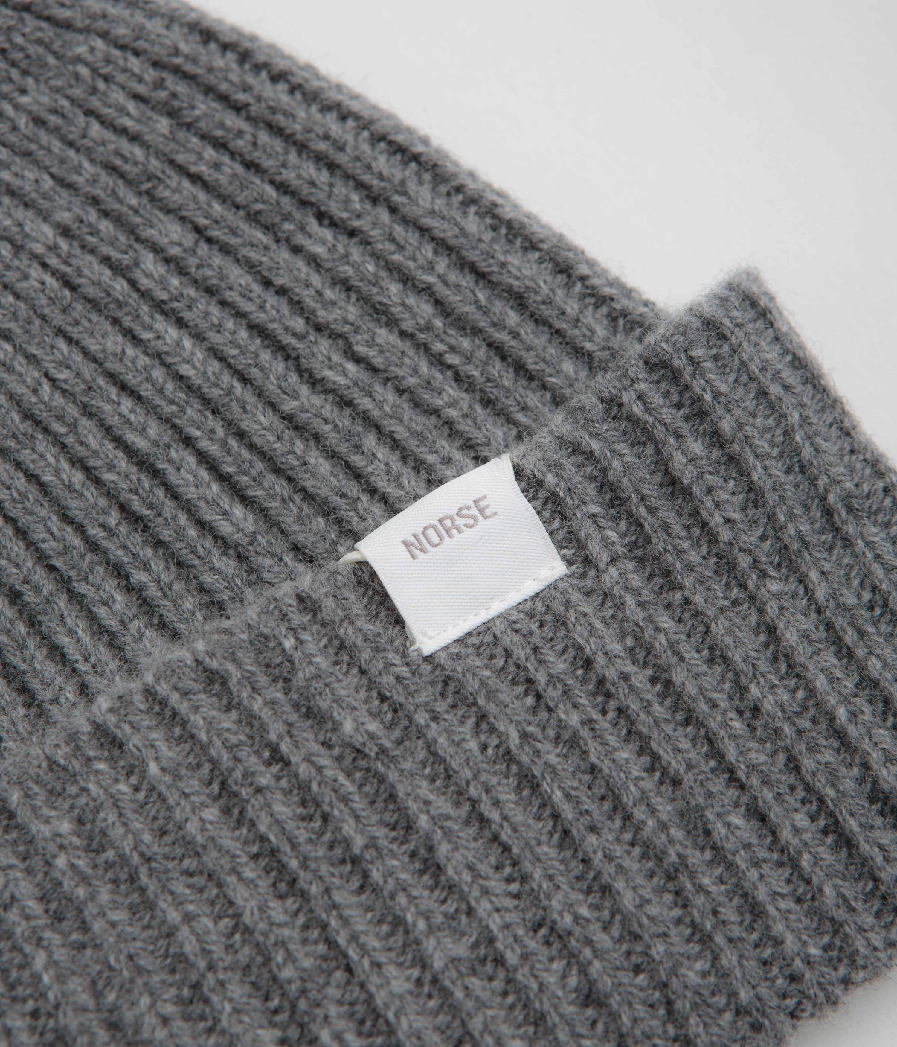 Norse Projects Merino Lambswool Beanie - Grey Melange - Image 2