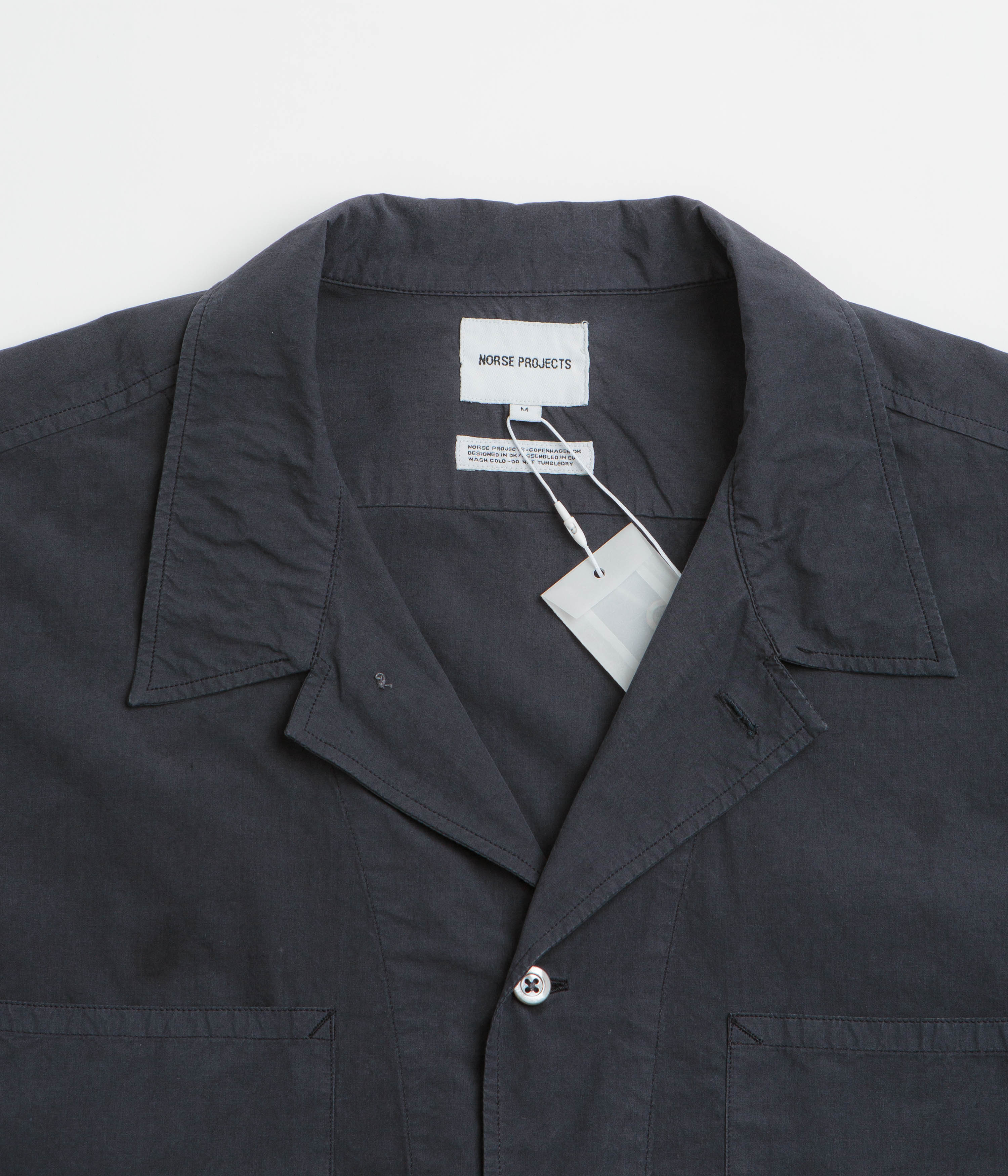 Norse Projects Mols Tencel Short Sleeve Shirt - Dark Navy - Image 2