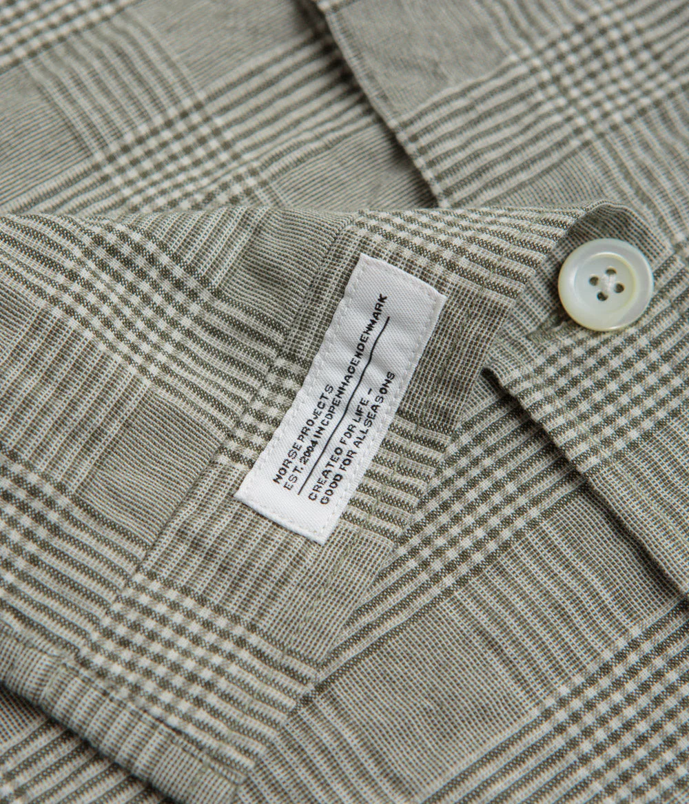 Norse Projects Ole Oversized Check Short Sleeve Shirt - Moss Green - Image 5