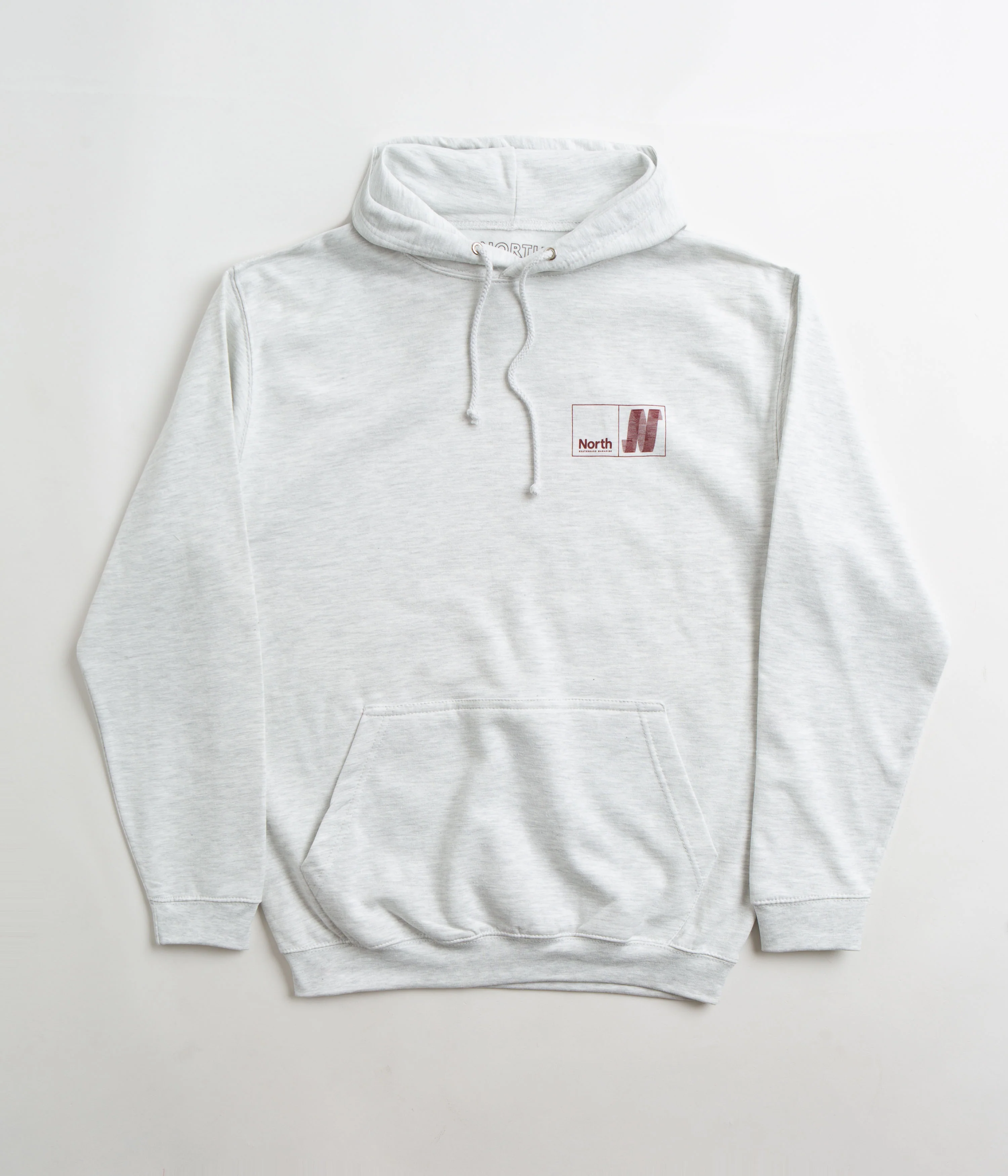North N Logo Hoodie - Ash / Crimson - Image 2