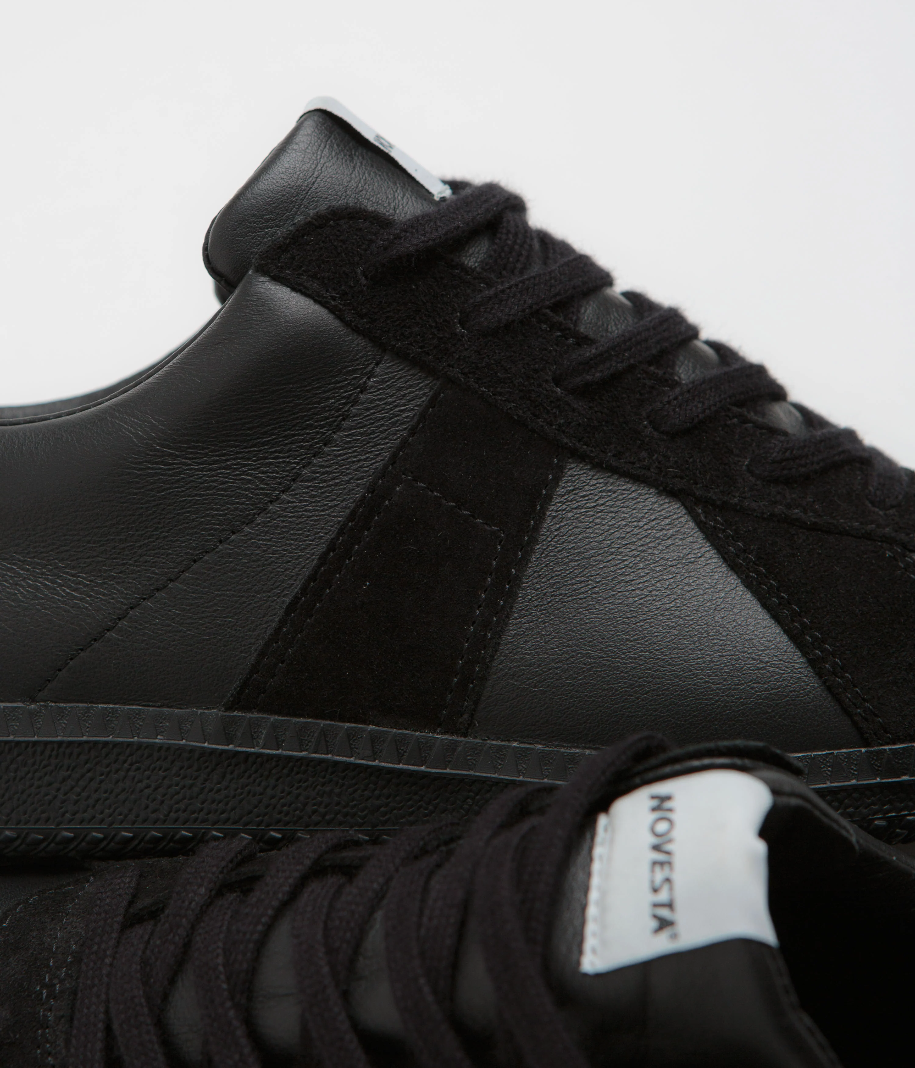 Novesta All Leather German Army Trainer Shoes - All Black - Image 3