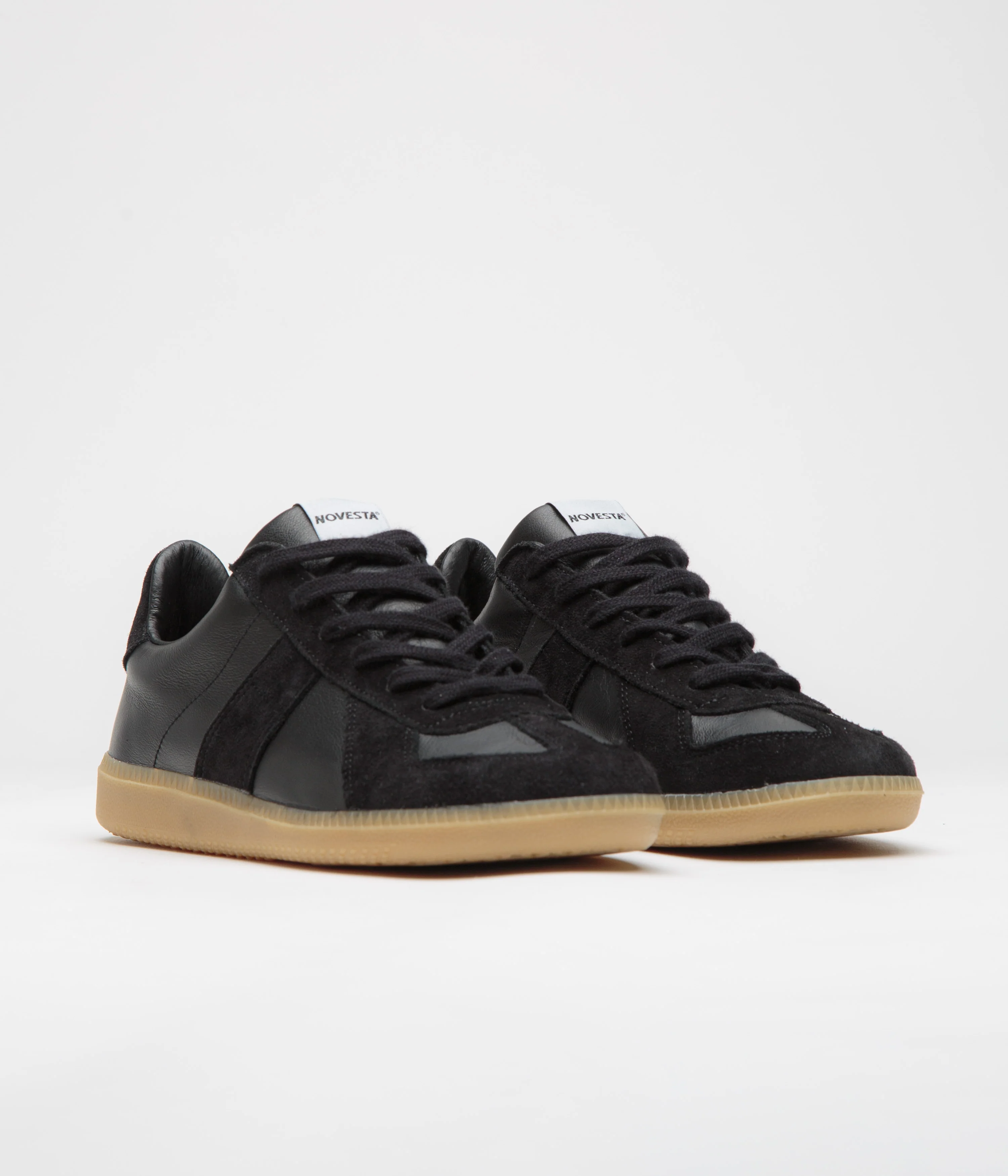 Novesta All Leather German Army Trainer Shoes - Black / Transparent - Image 2