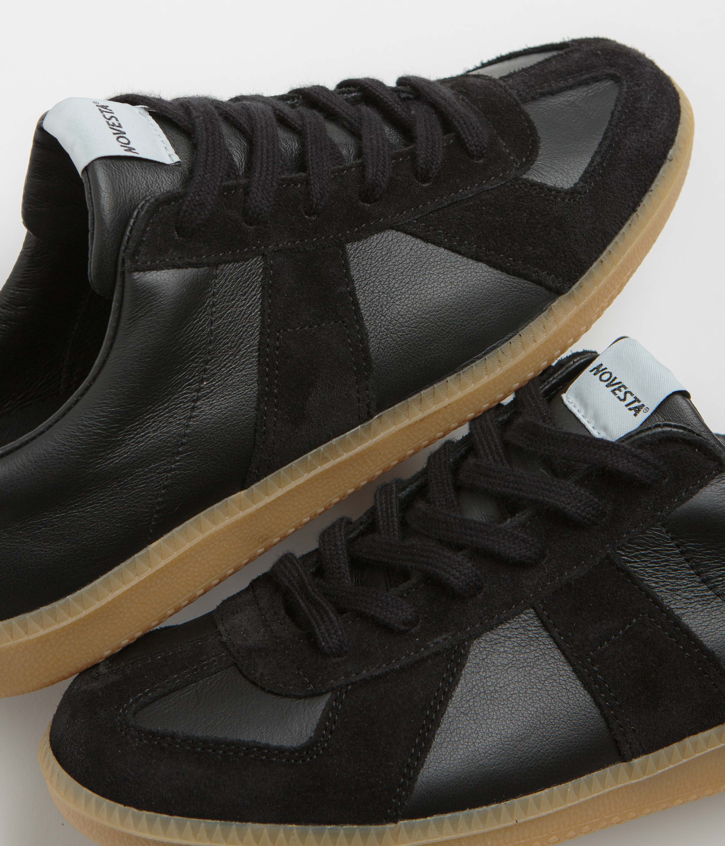 Novesta All Leather German Army Trainer Shoes - Black / Transparent - Image 3