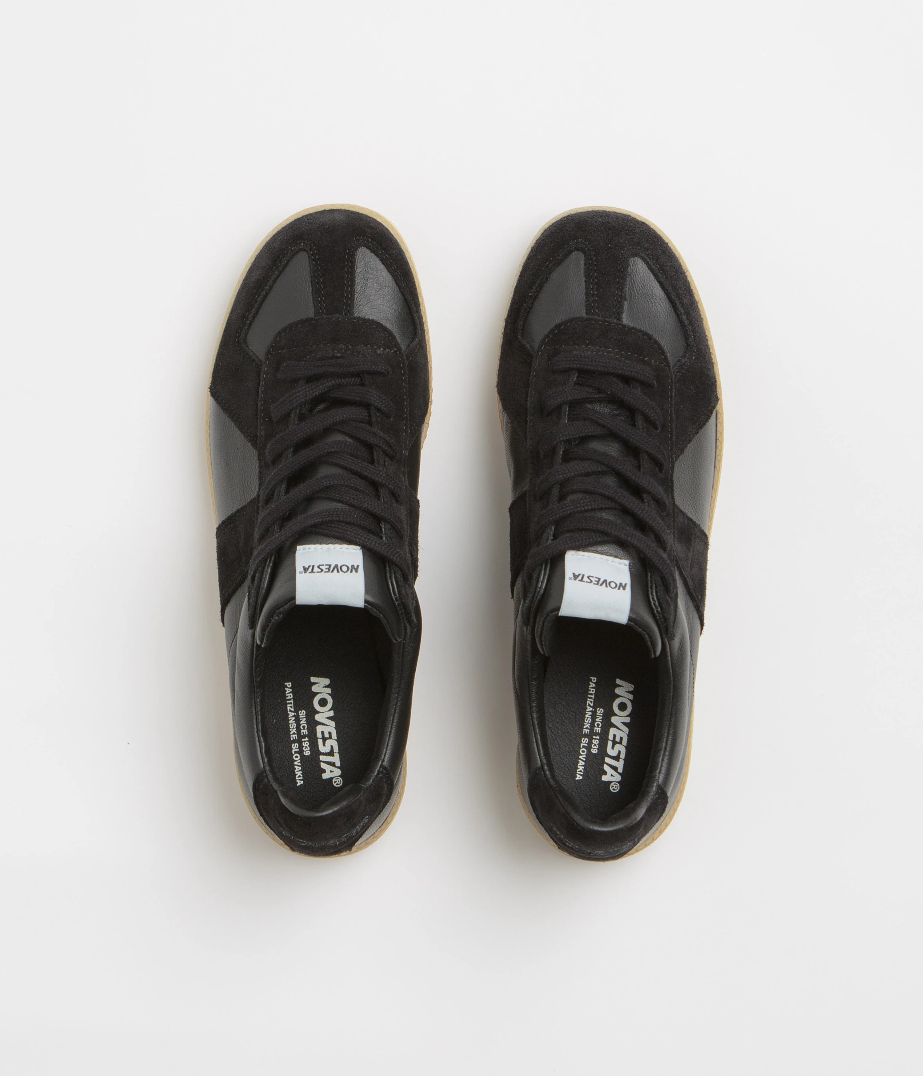 Novesta All Leather German Army Trainer Shoes - Black / Transparent - Image 7