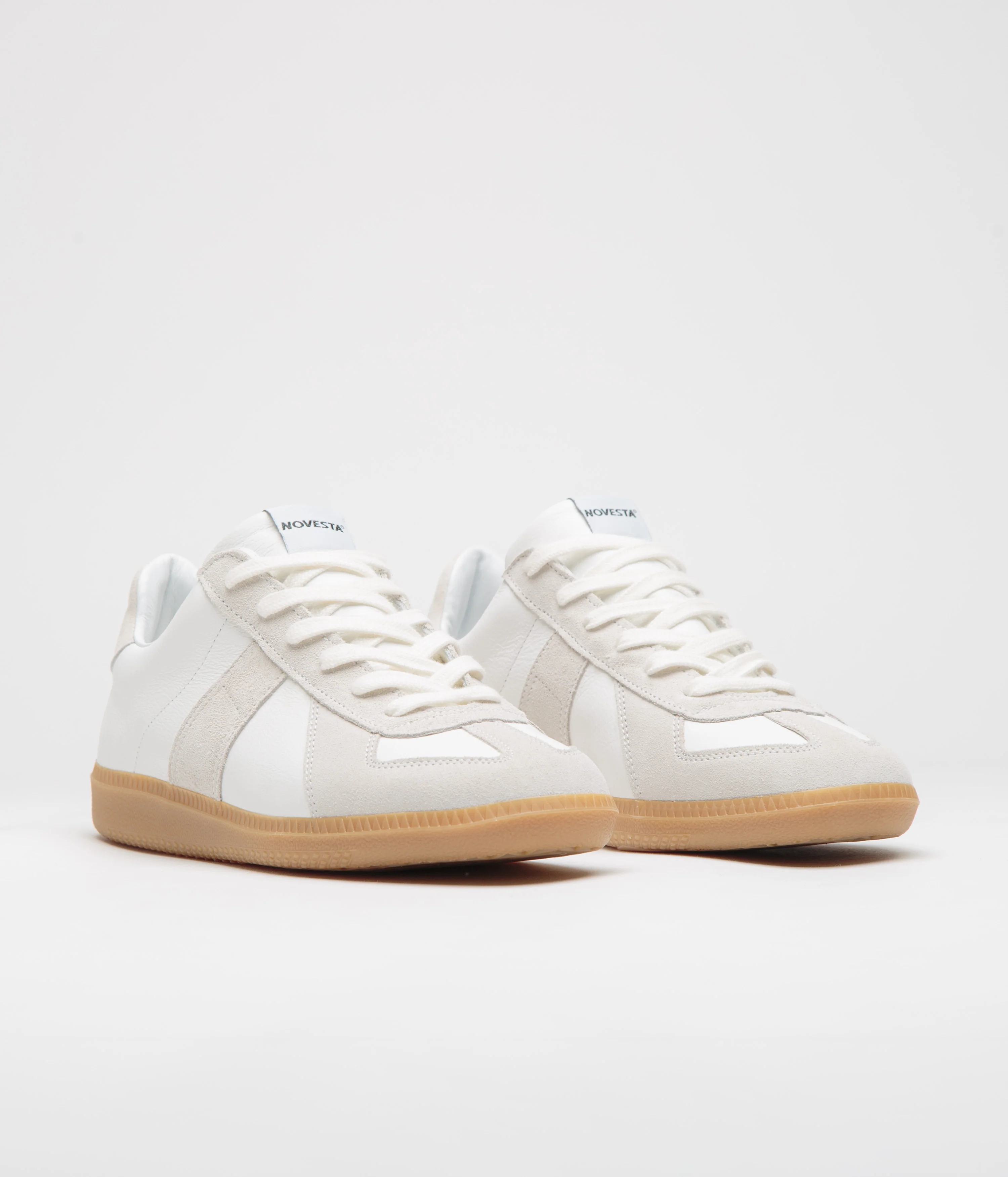 Novesta All Leather German Army Trainer Shoes - White / Transparent - Image 2