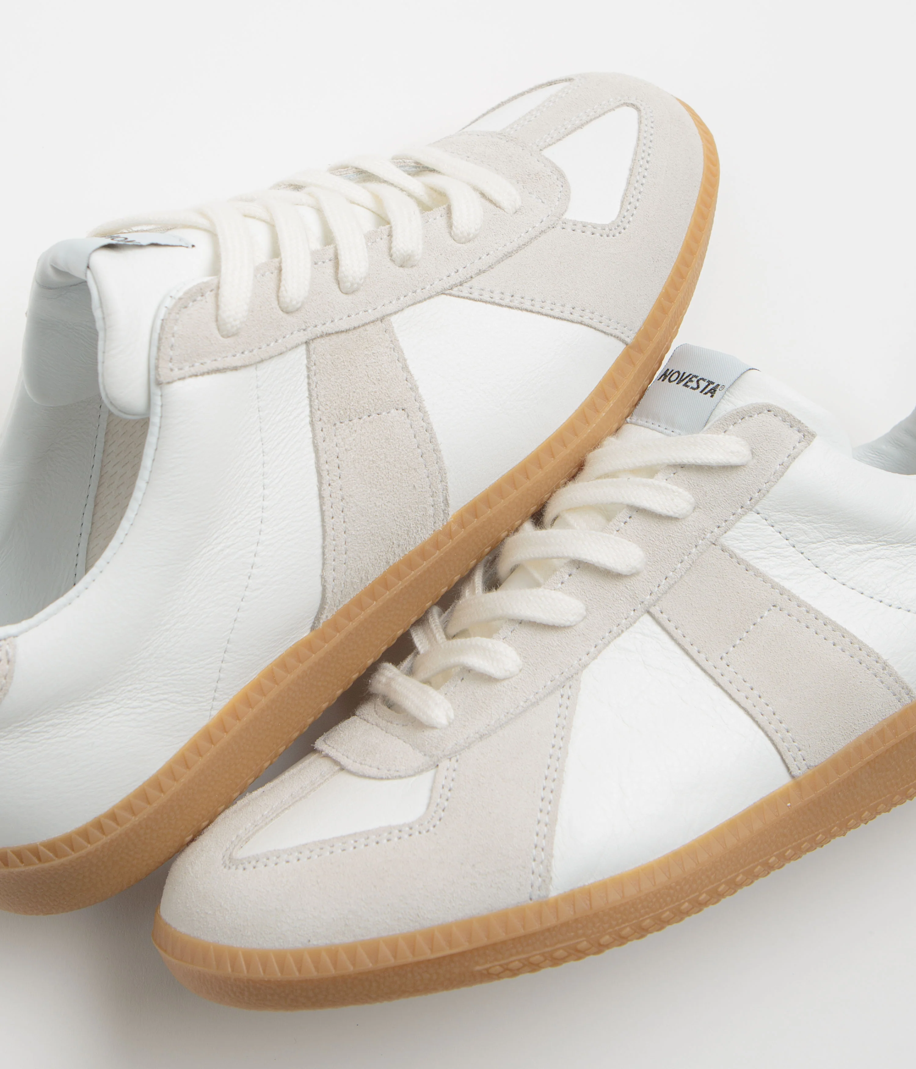 Novesta All Leather German Army Trainer Shoes - White / Transparent - Image 3