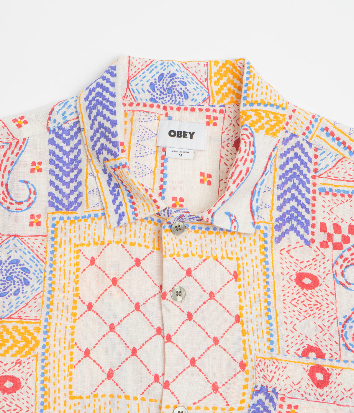 Obey Archie Short Sleeve Shirt - Cream Multi - Image 2