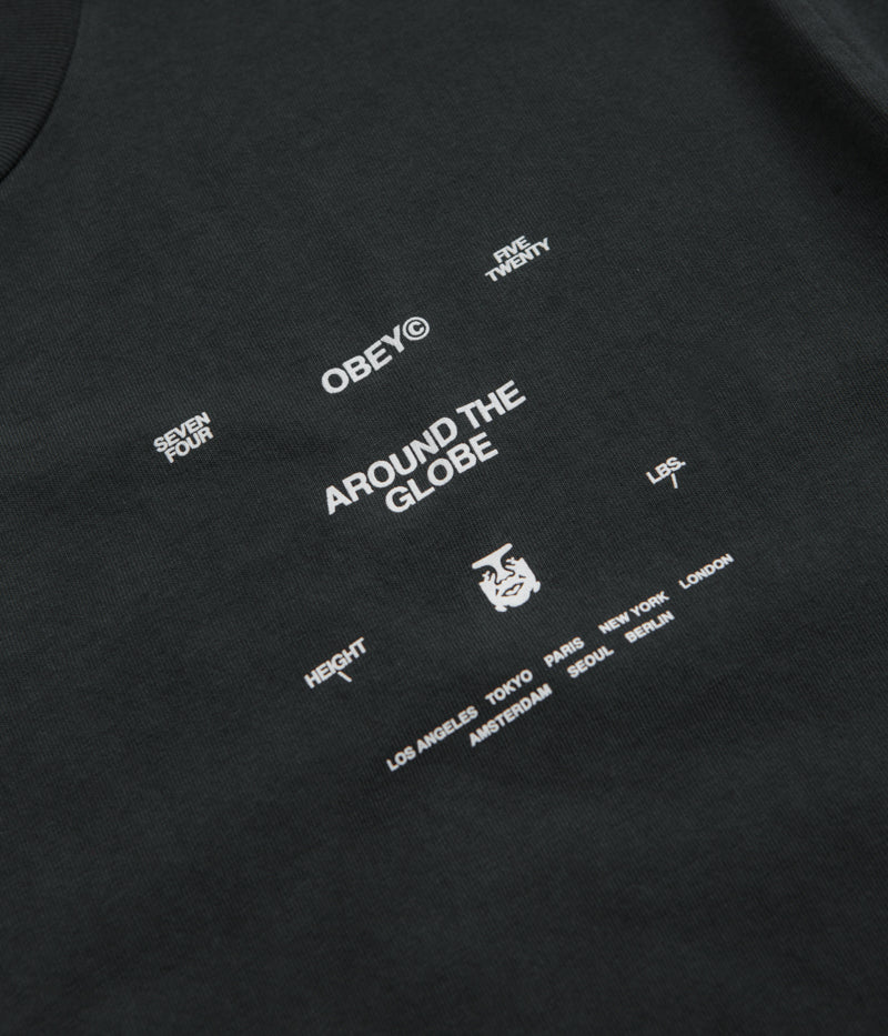 Obey Around The Globe T-Shirt - Pigment True Vintage Black - Image 3