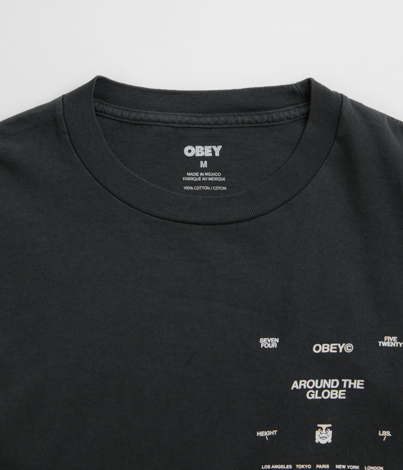 Obey Around The Globe T-Shirt - Pigment True Vintage Black - Image 4