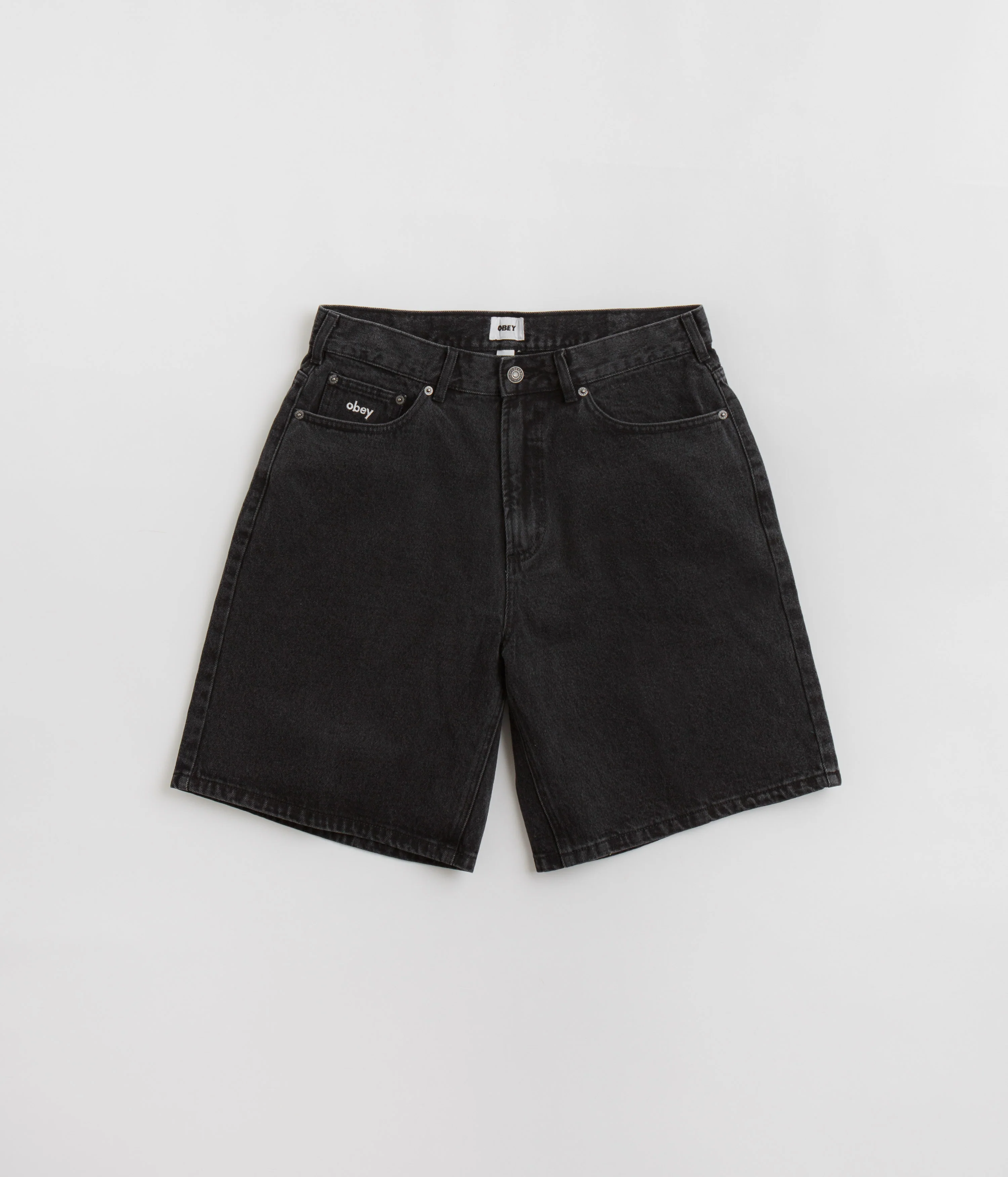 Obey Bigwig Baggy Denim Shorts - Faded Black