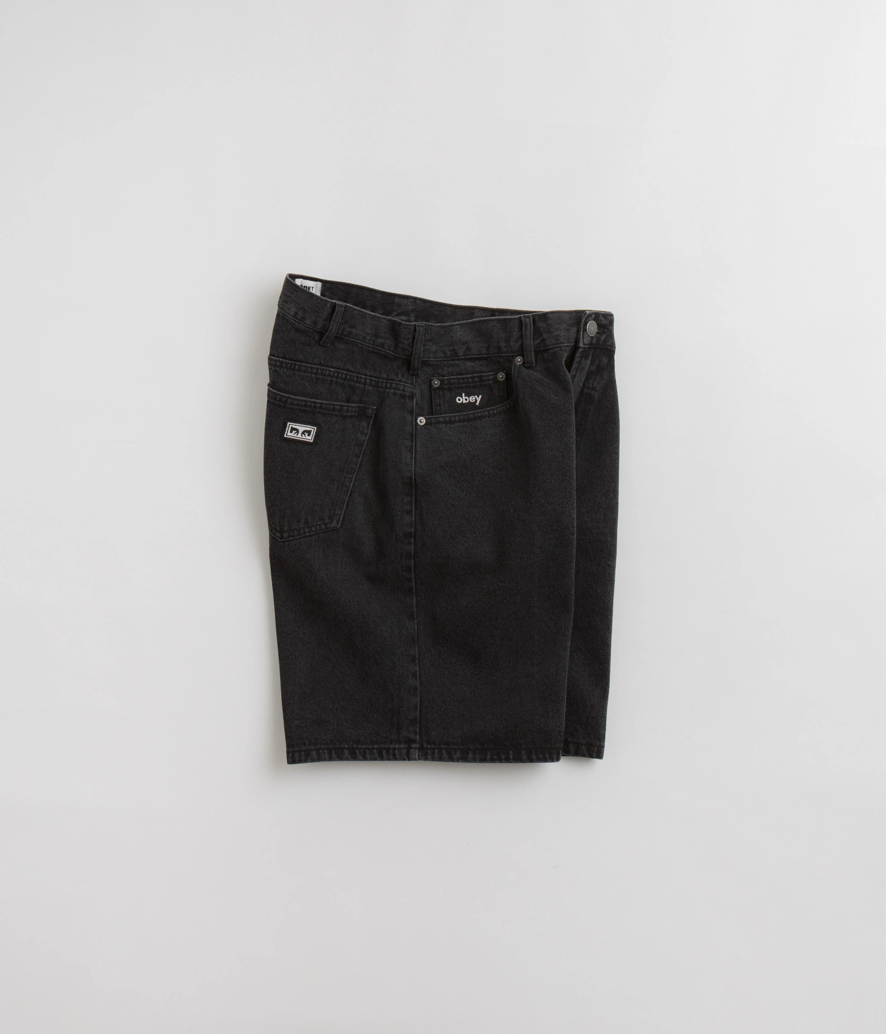 Obey Bigwig Baggy Denim Shorts - Faded Black - Image 2
