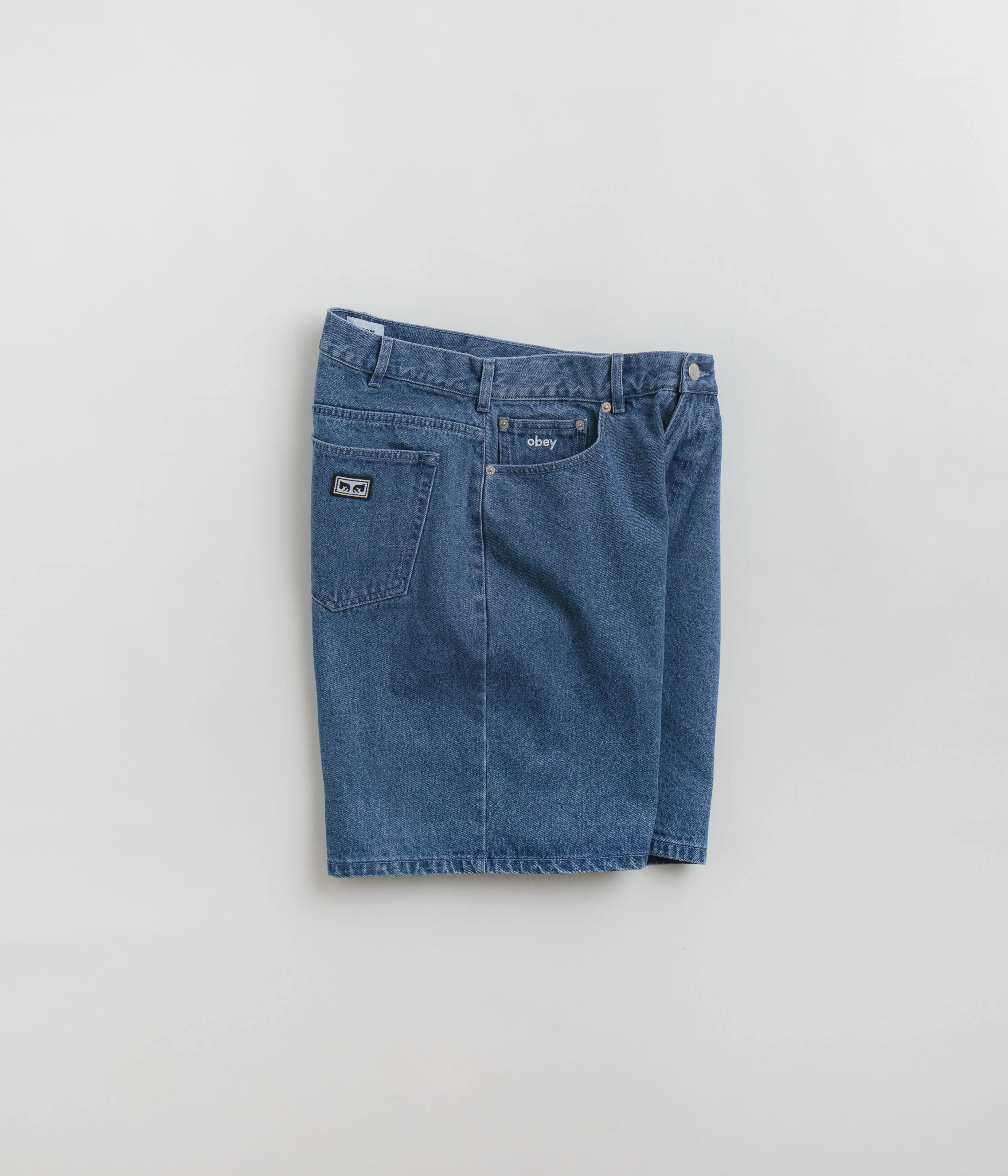 Obey Bigwig Baggy Denim Shorts - Light Indigo - Image 2