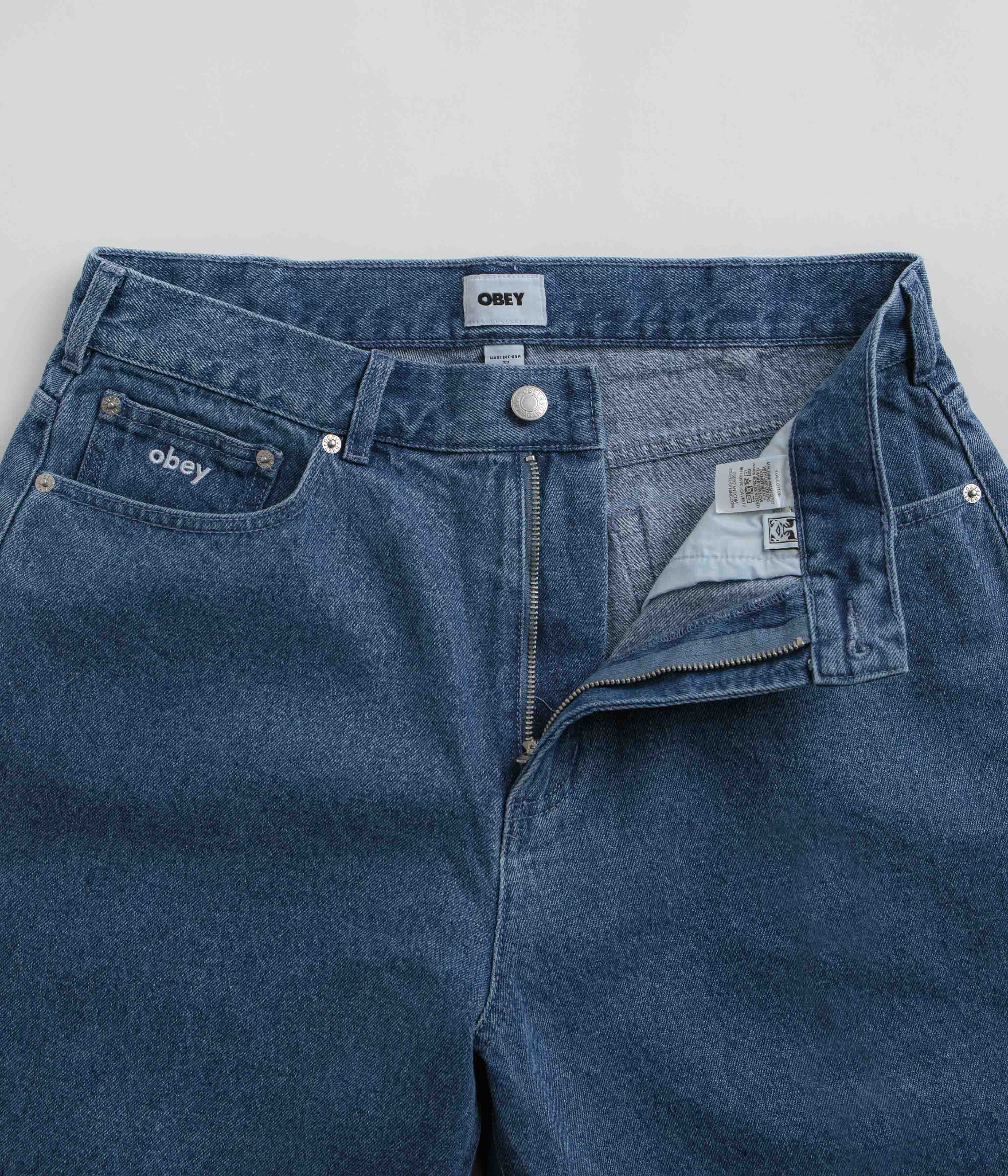 Obey Bigwig Baggy Denim Shorts - Light Indigo - Image 5