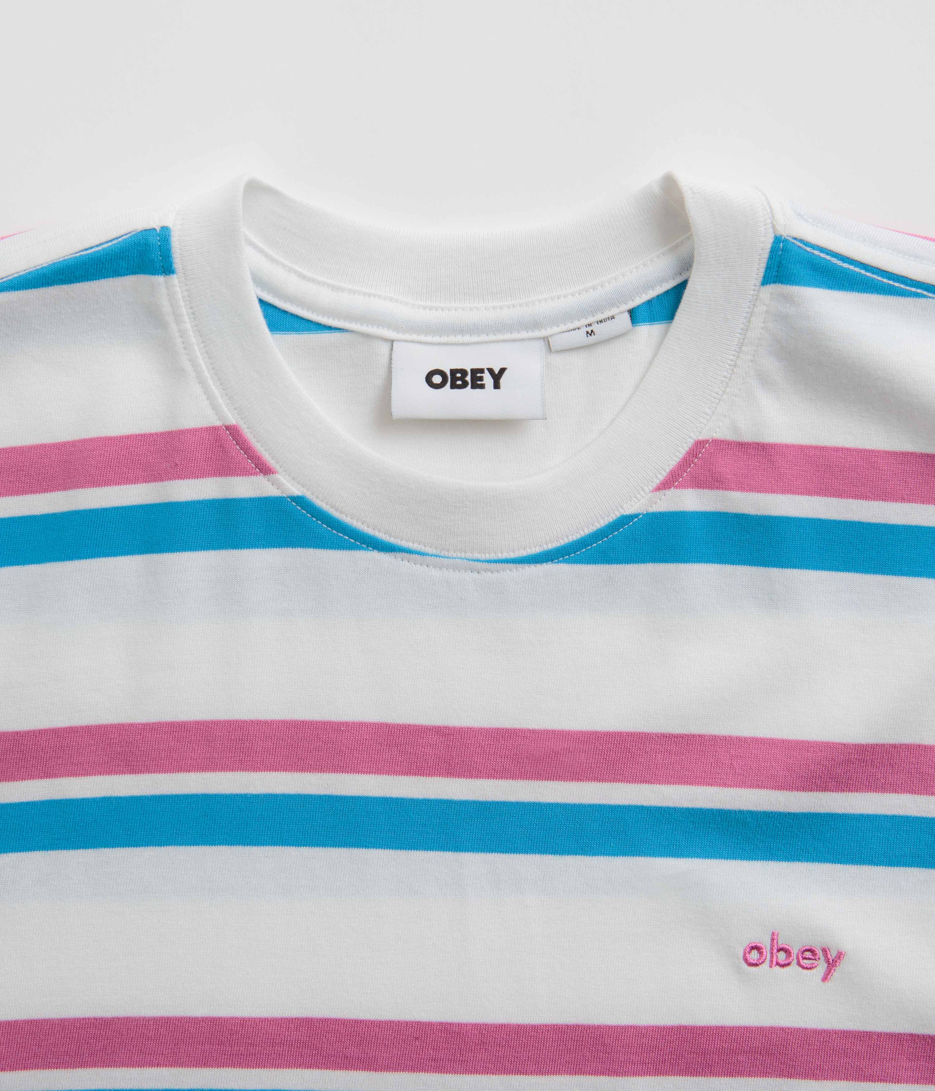 Obey Distance Stripe T-Shirt - White Multi - Image 3