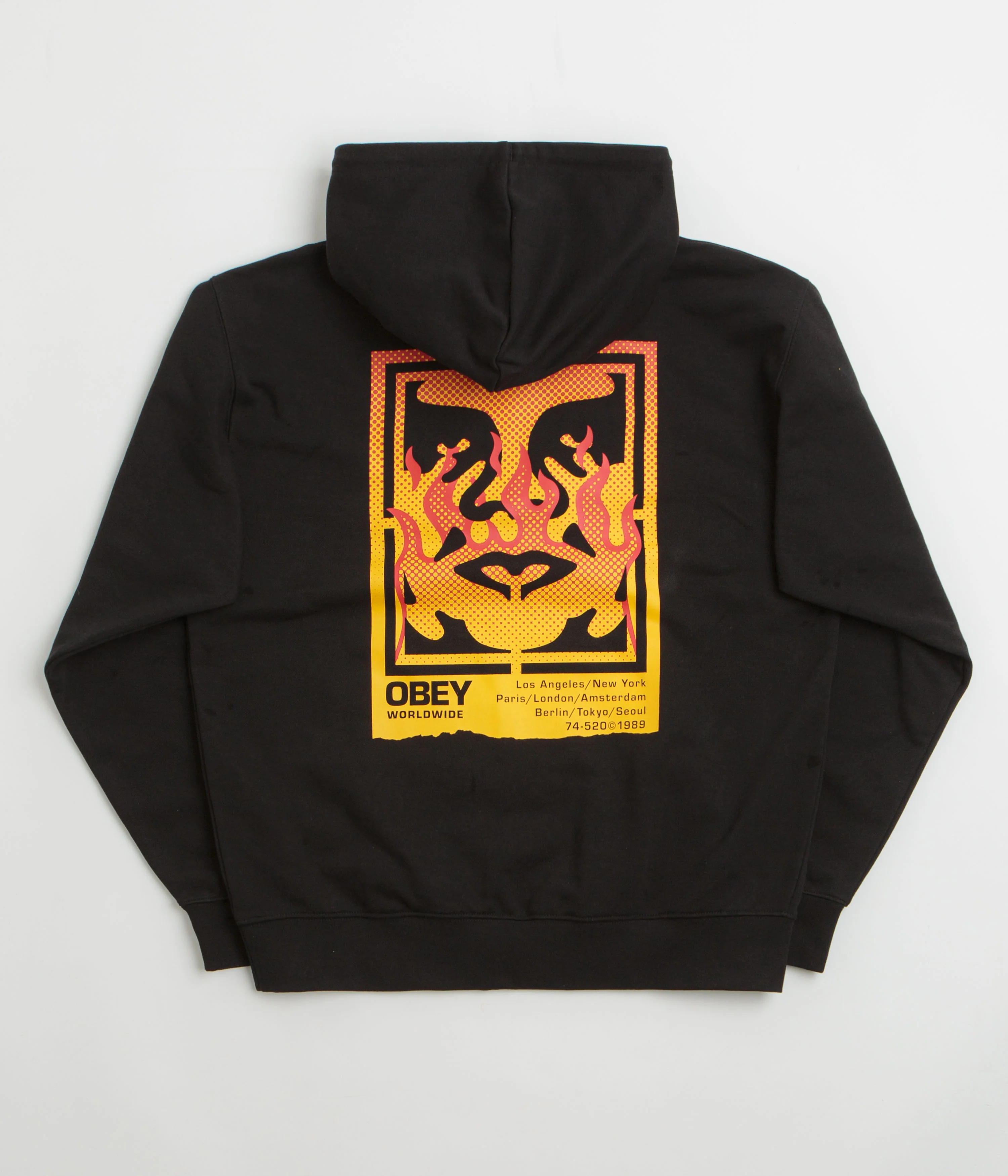 Obey Icon Stencil Flame Hoodie - Black