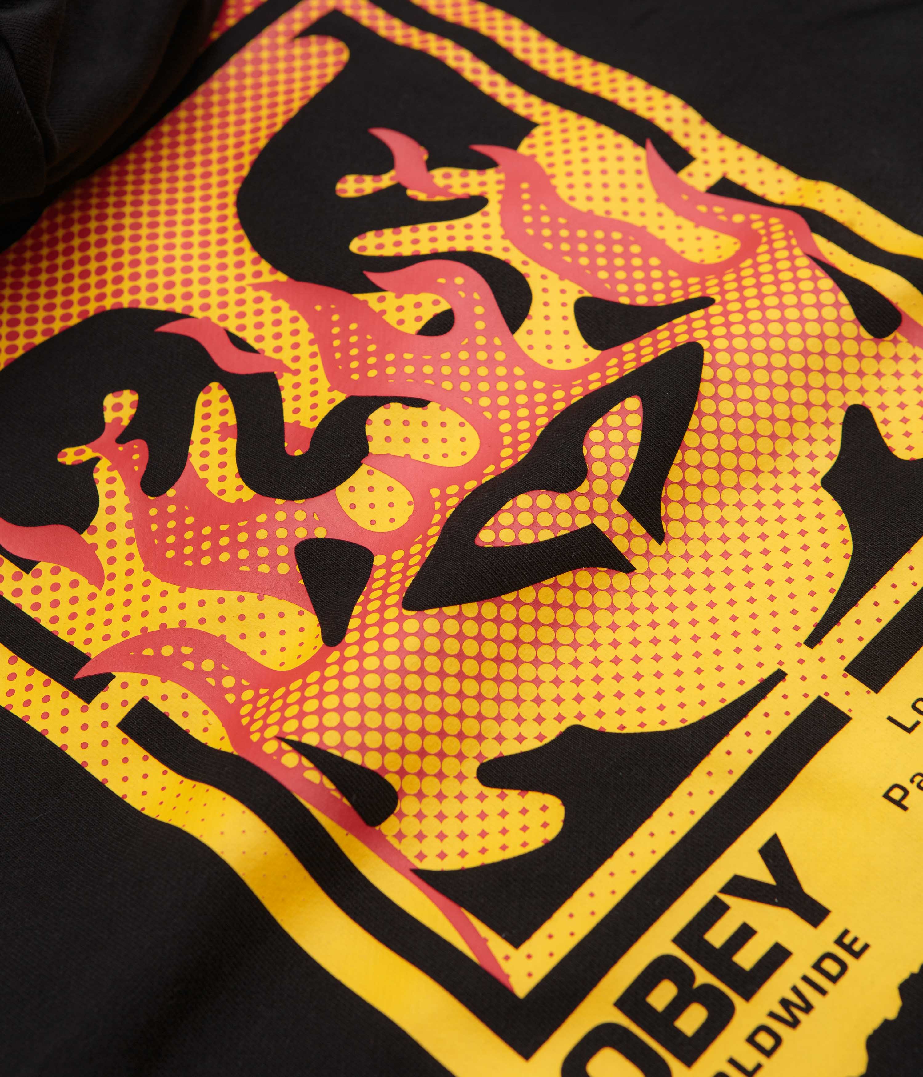 Obey Icon Stencil Flame Hoodie - Black - Image 4
