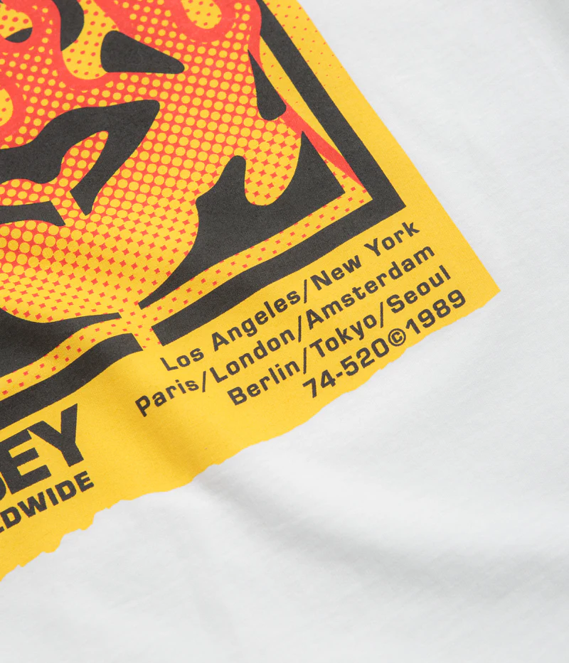 Obey Icon Stencil Flame T-Shirt - White - Image 5