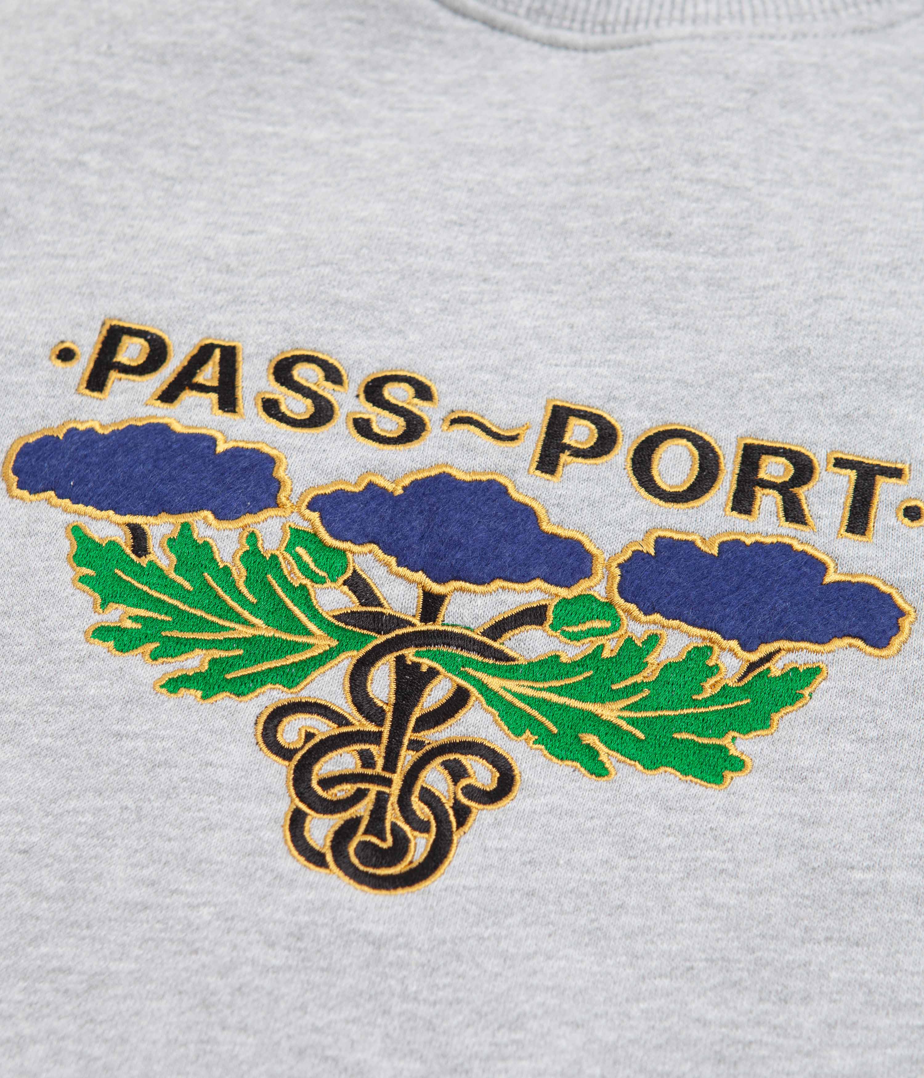 Pass Port Emblem Applique Crewneck Sweatshirt - Ash Heather - Image 3