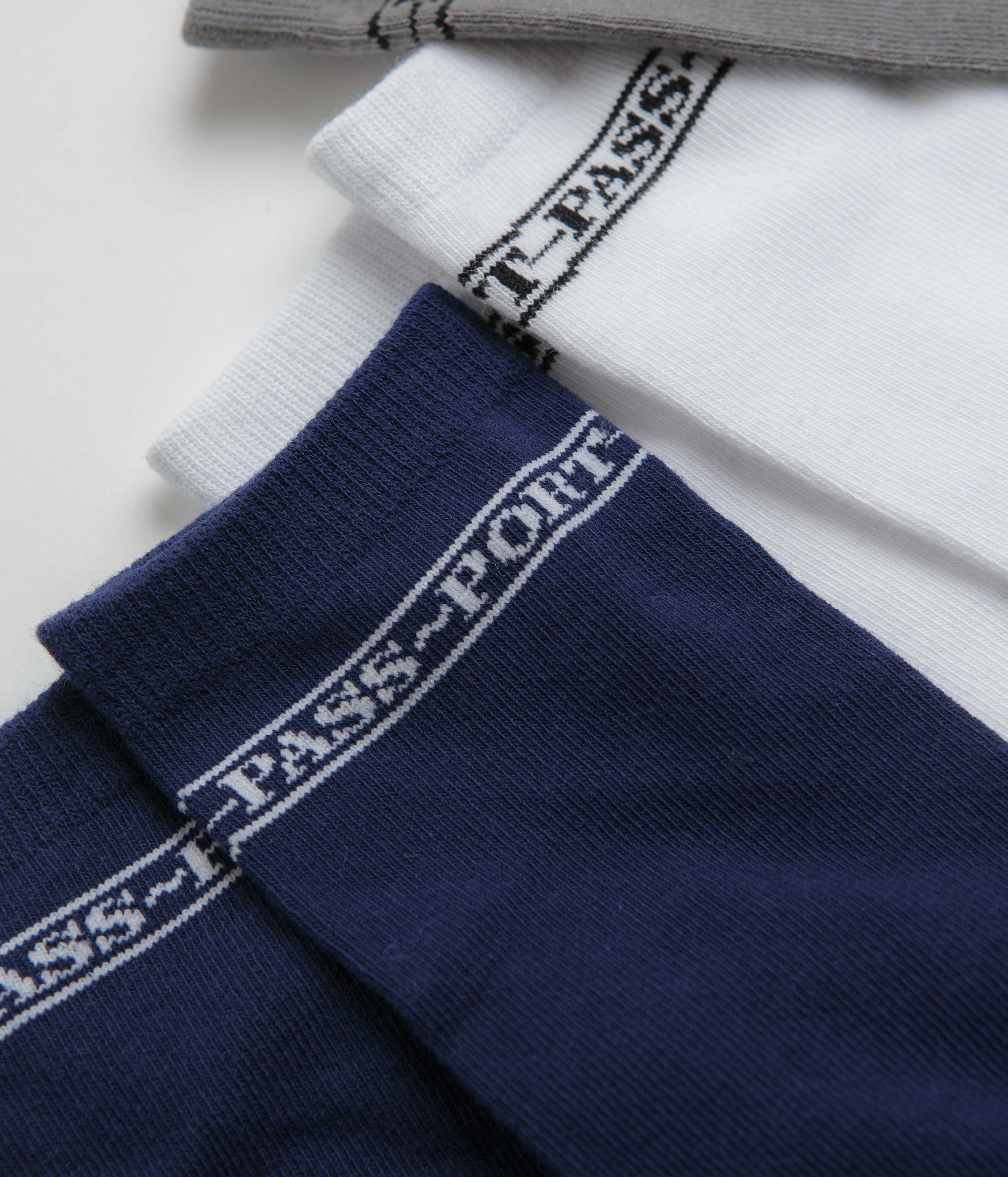 Pass Port Hi Sox Socks (3 Pack) - Navy / White / Black / Grey - Image 2