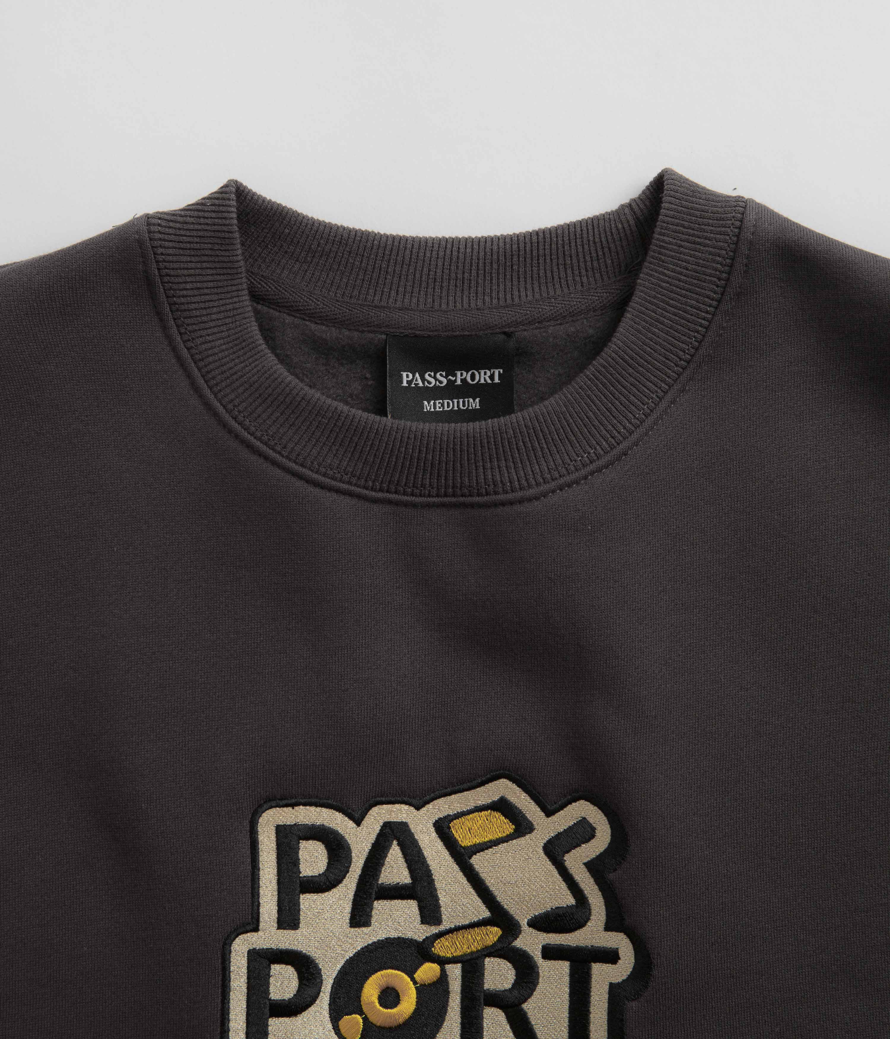 Pass Port Master-Sound Embroidered Crewneck Sweatshirt - Tar - Image 4