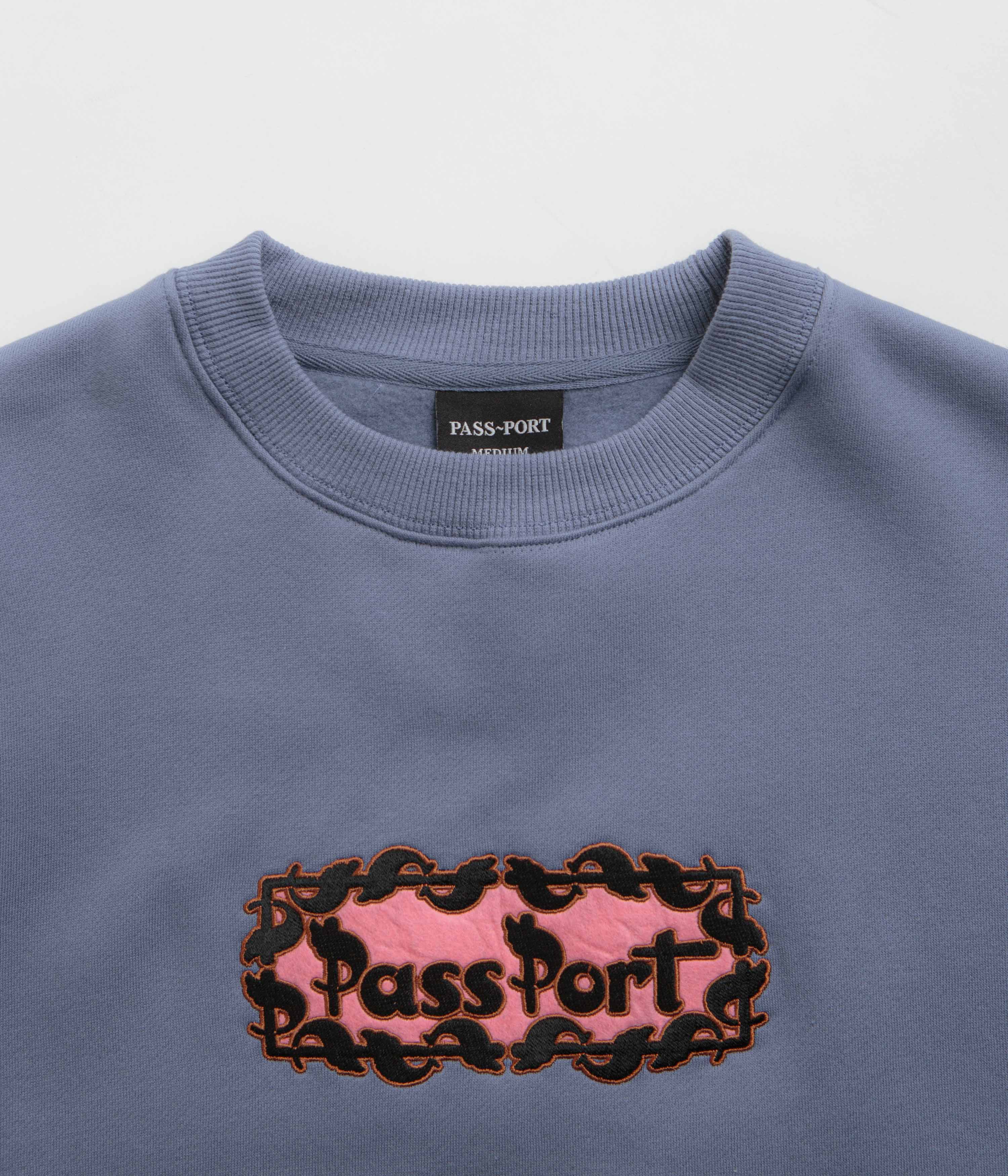 Pass Port Pattoned Crewneck Sweatshirt - Washed Out Blue - Image 4