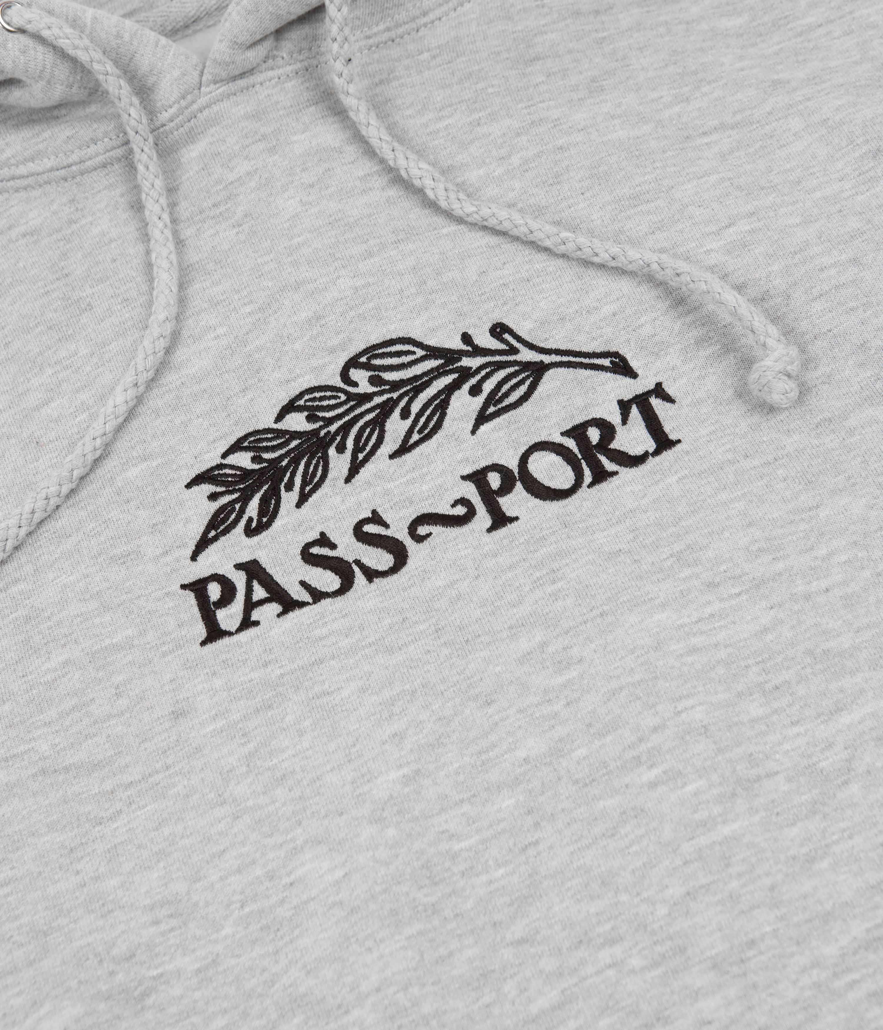 Pass Port Quill Embroidery Hoodie - Grey Heather - Image 3
