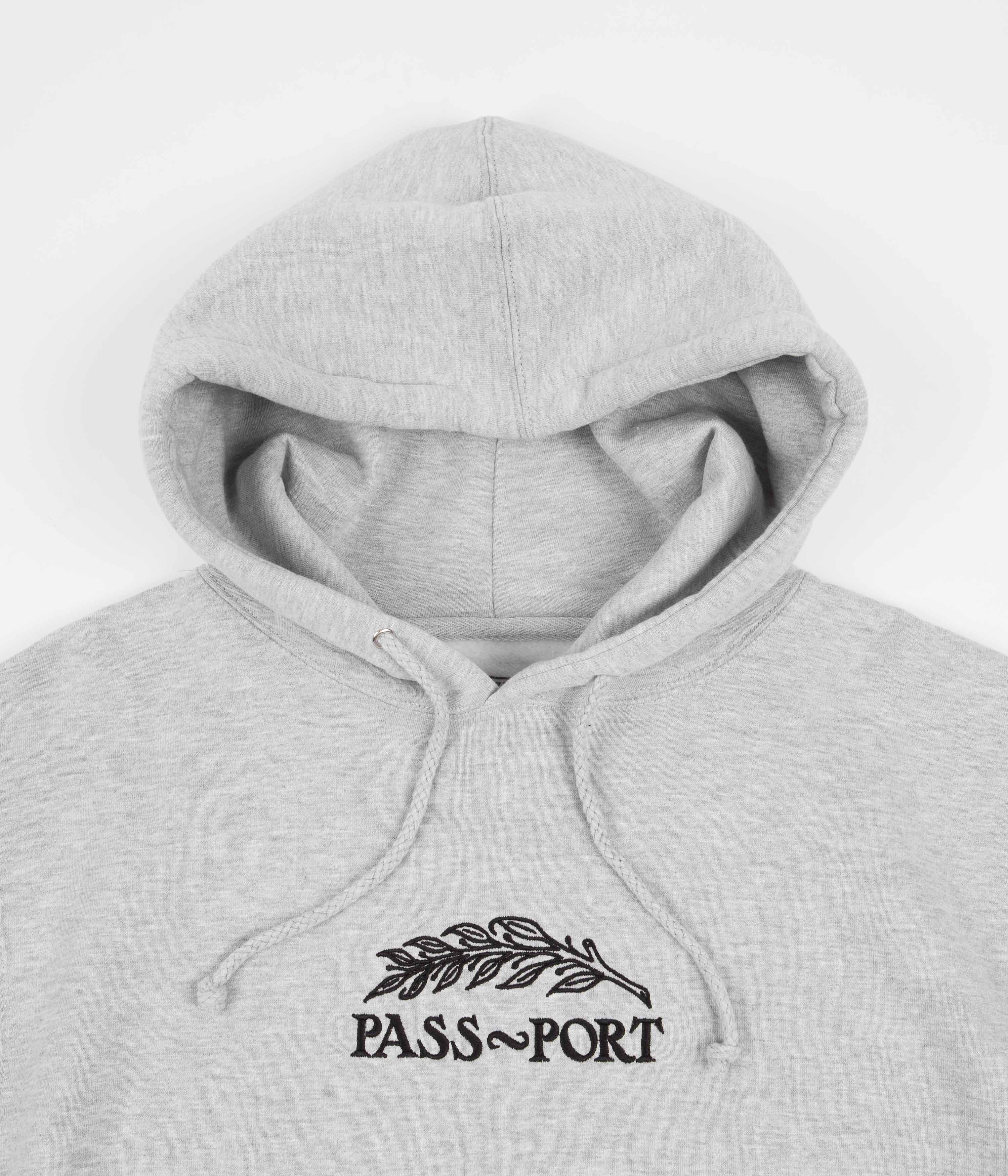 Pass Port Quill Embroidery Hoodie - Grey Heather - Image 4