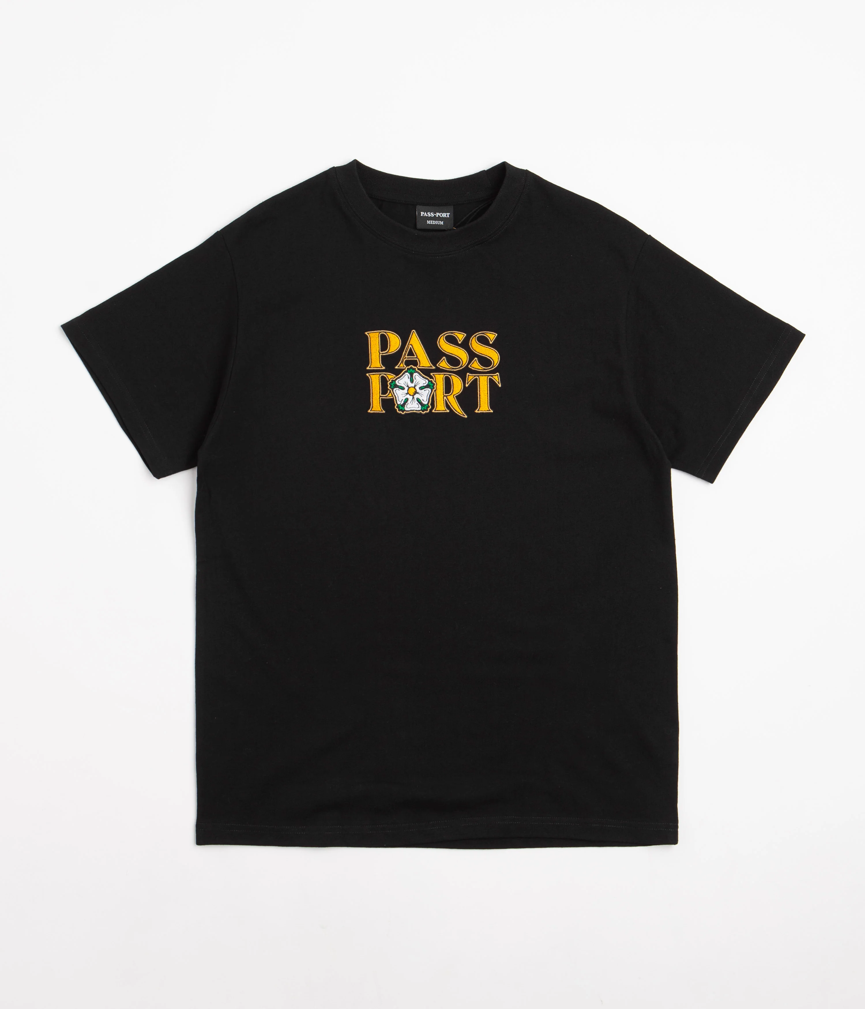 Pass Port Rosa Embroidery T-Shirt - Black