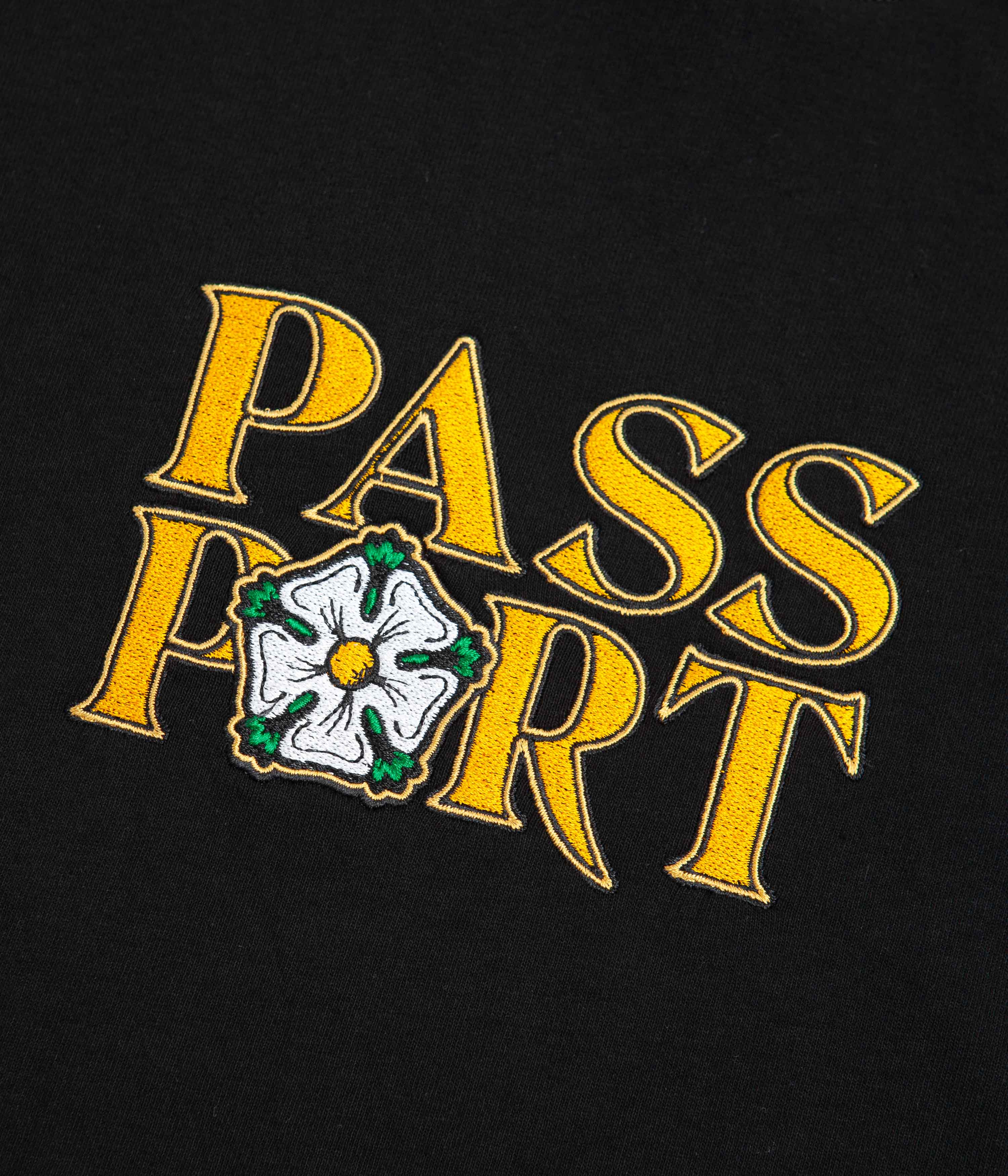 Pass Port Rosa Embroidery T-Shirt - Black - Image 3