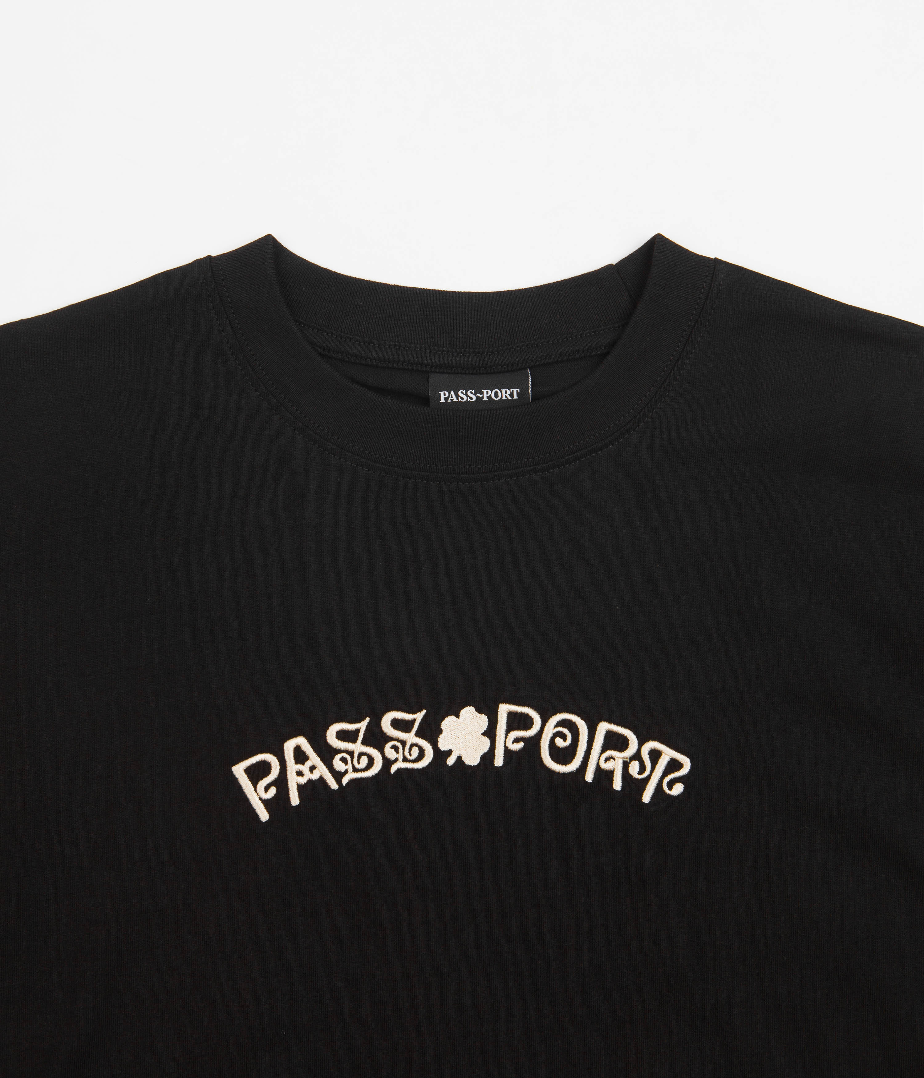 Pass Port Sham Embroidery T-Shirt - Black - Image 3