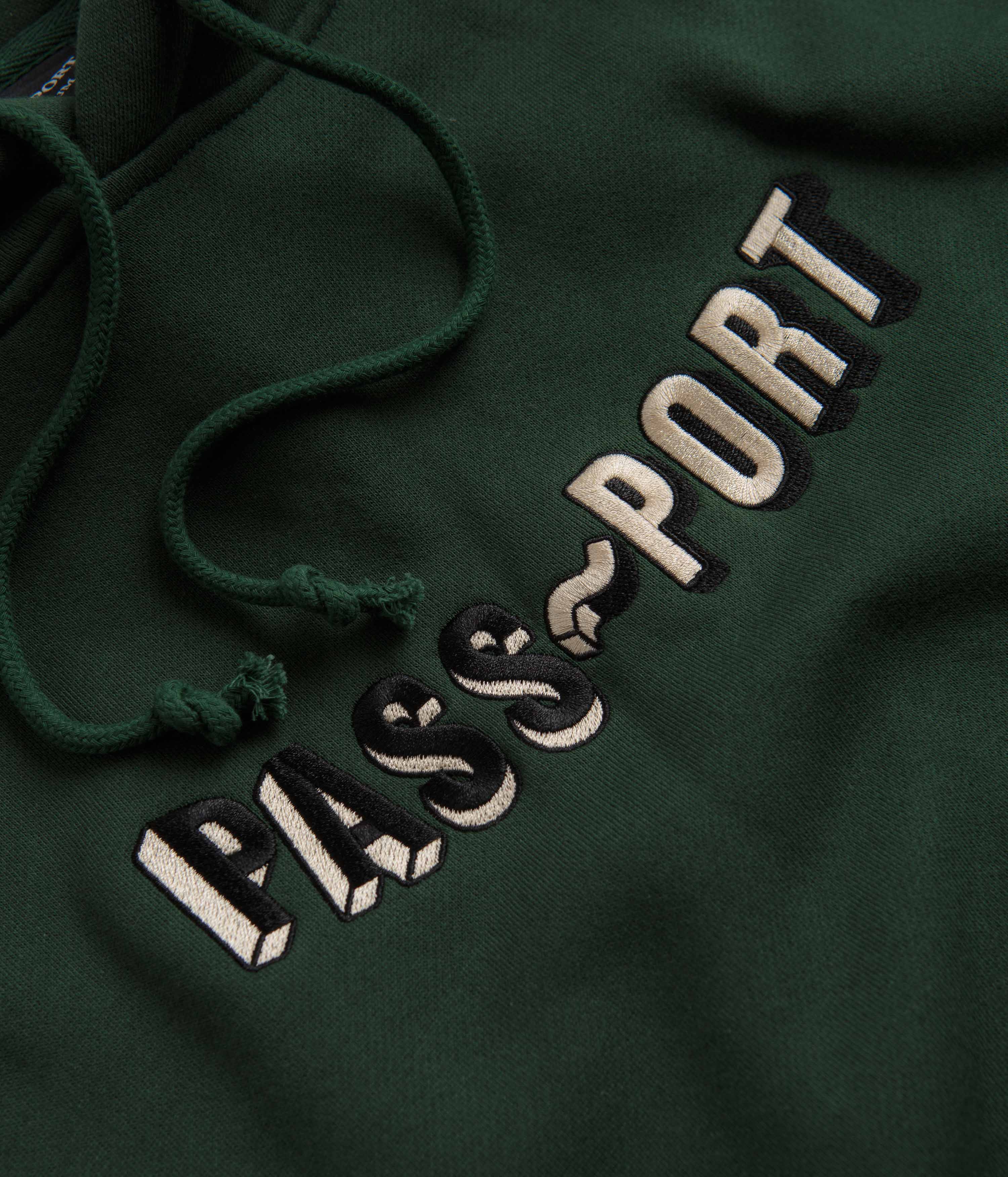 Pass Port Sunken Logo Embroidery Hoodie - Forest Green - Image 3