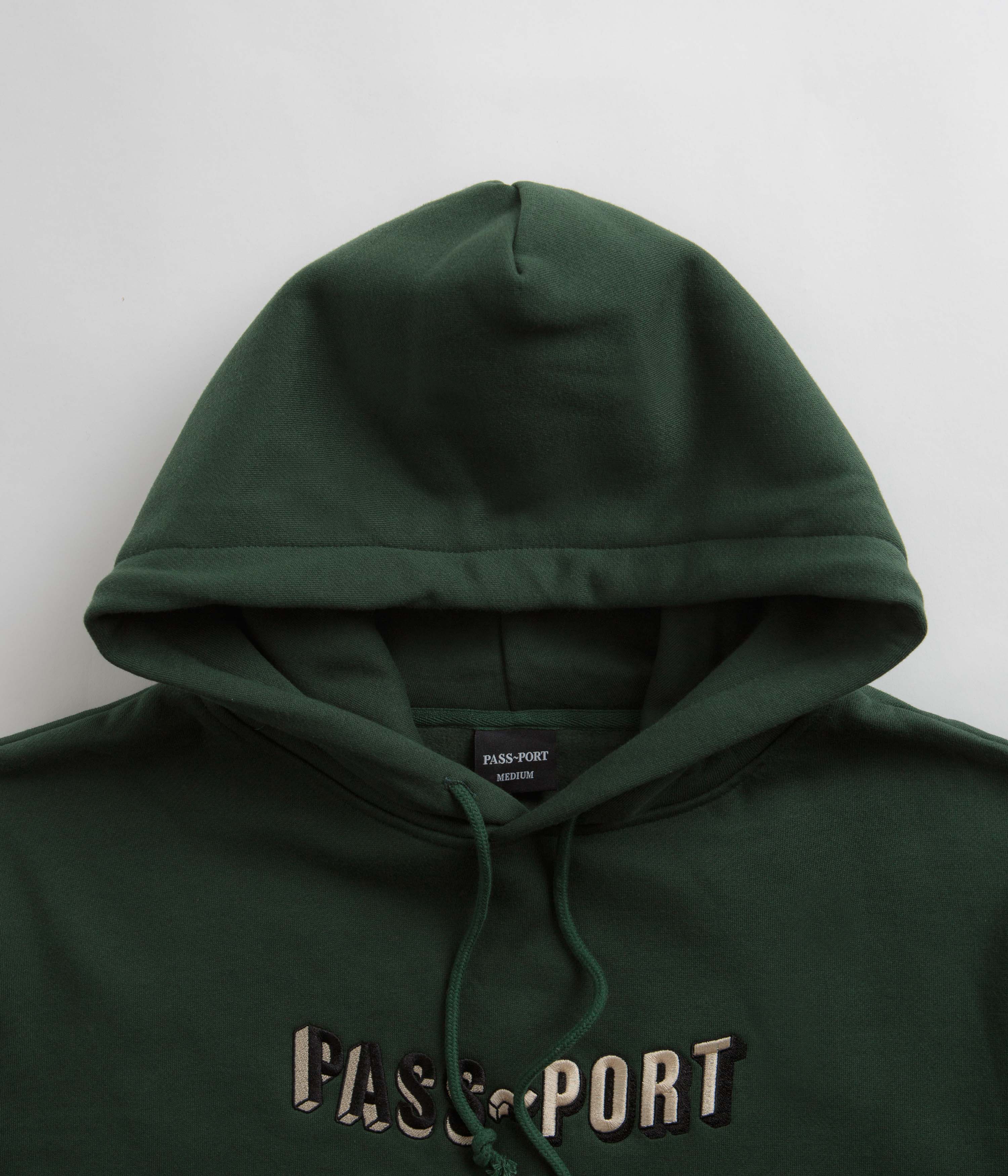 Pass Port Sunken Logo Embroidery Hoodie - Forest Green - Image 4