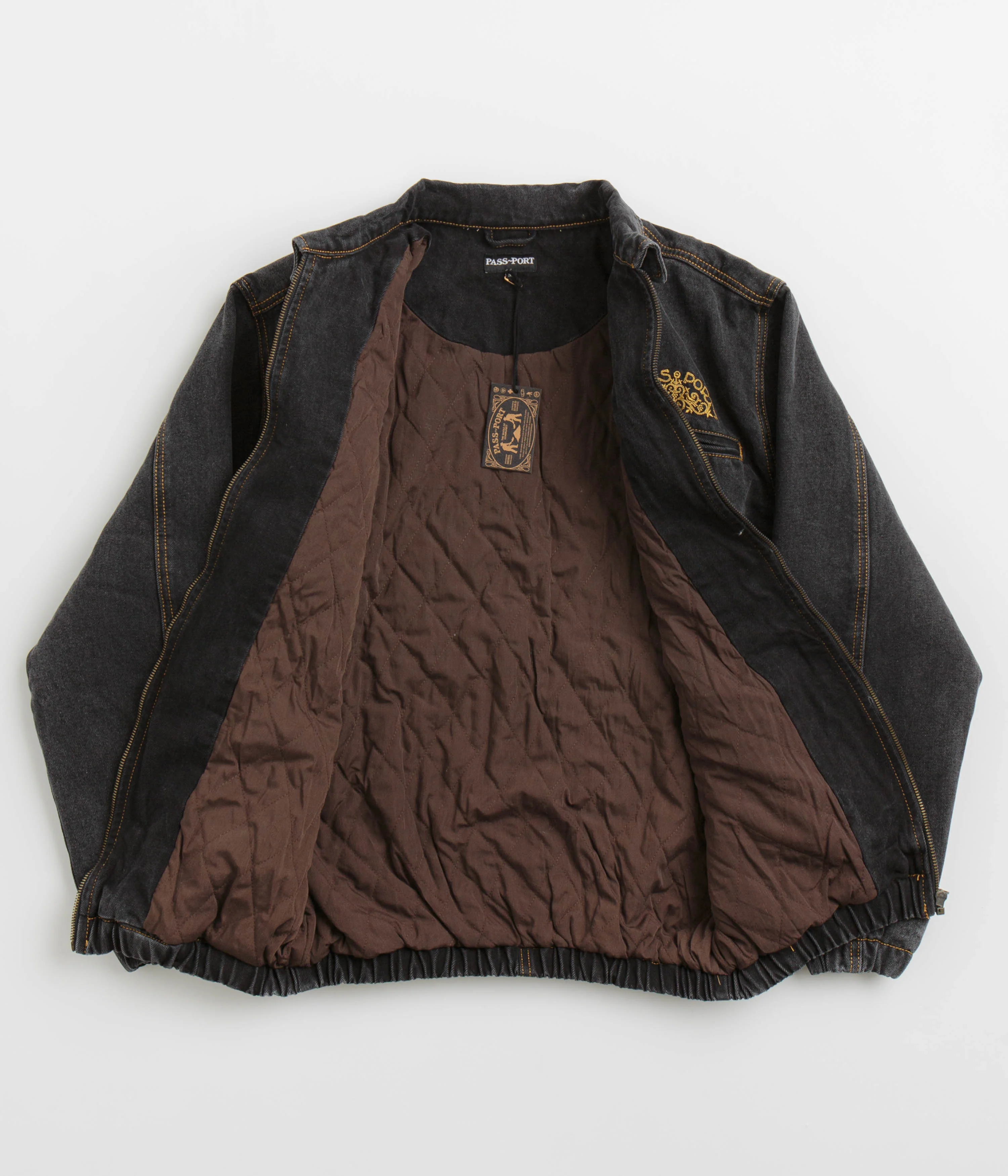 Pass Port Vineyard Birds Denim Delivery Jacket - Washed Black - Image 2