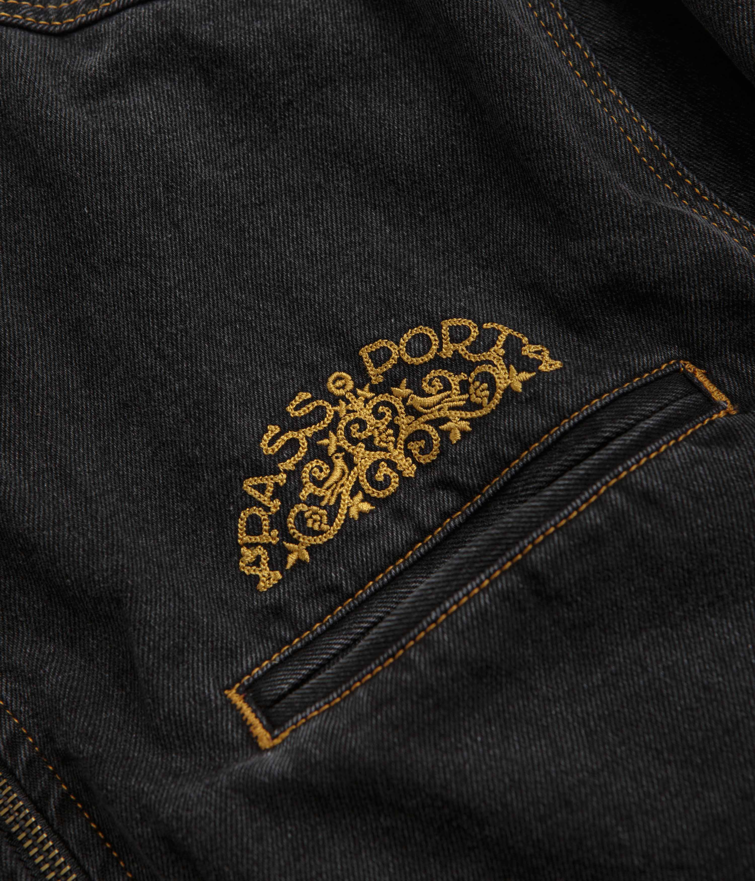 Pass Port Vineyard Birds Denim Delivery Jacket - Washed Black - Image 5